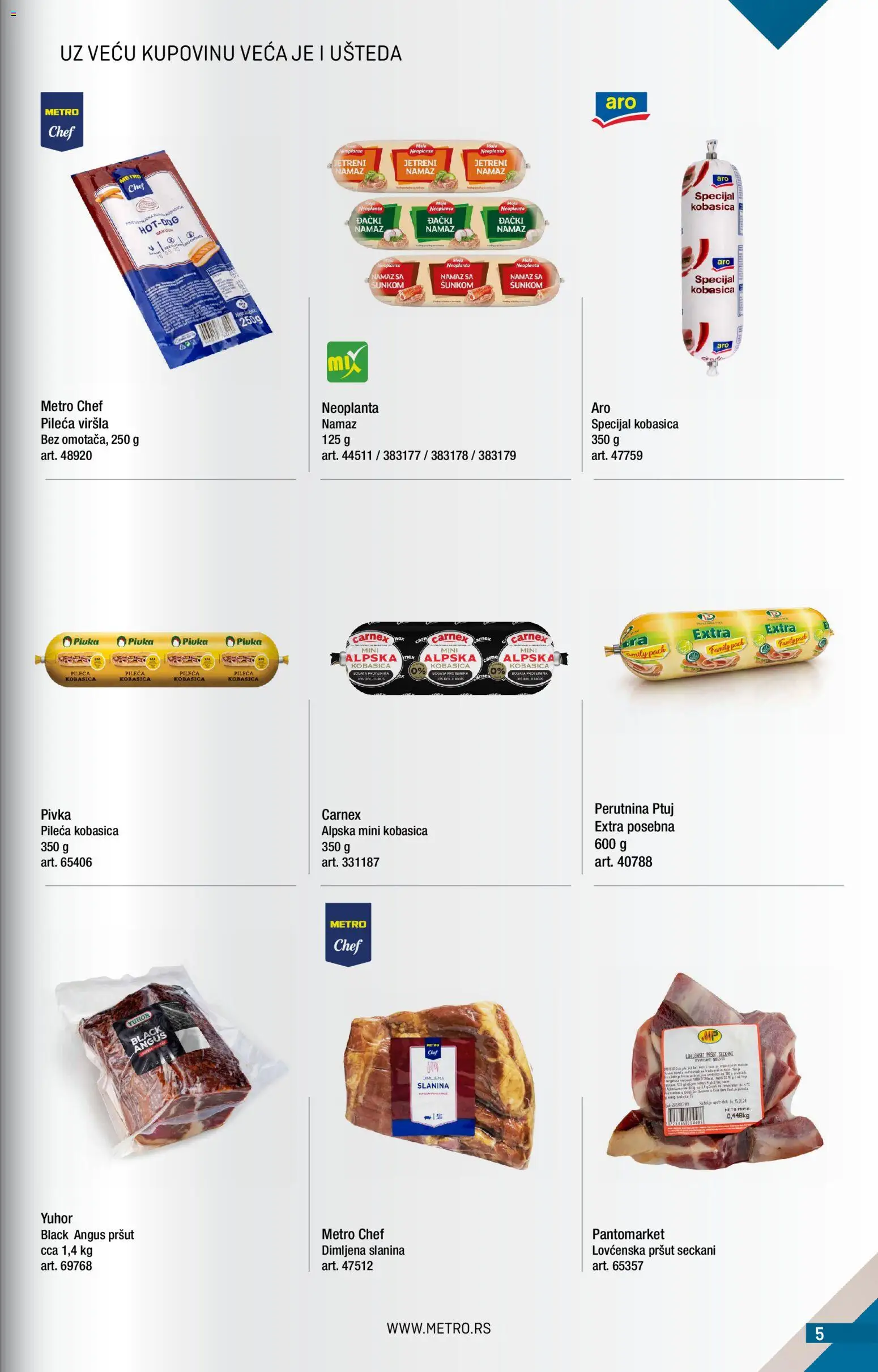 Metro katalog - važi od 01.08.2026 | Strana: 5 | Proizvode: Pršut, Perutnina Ptuj, Slanina, Kobasica