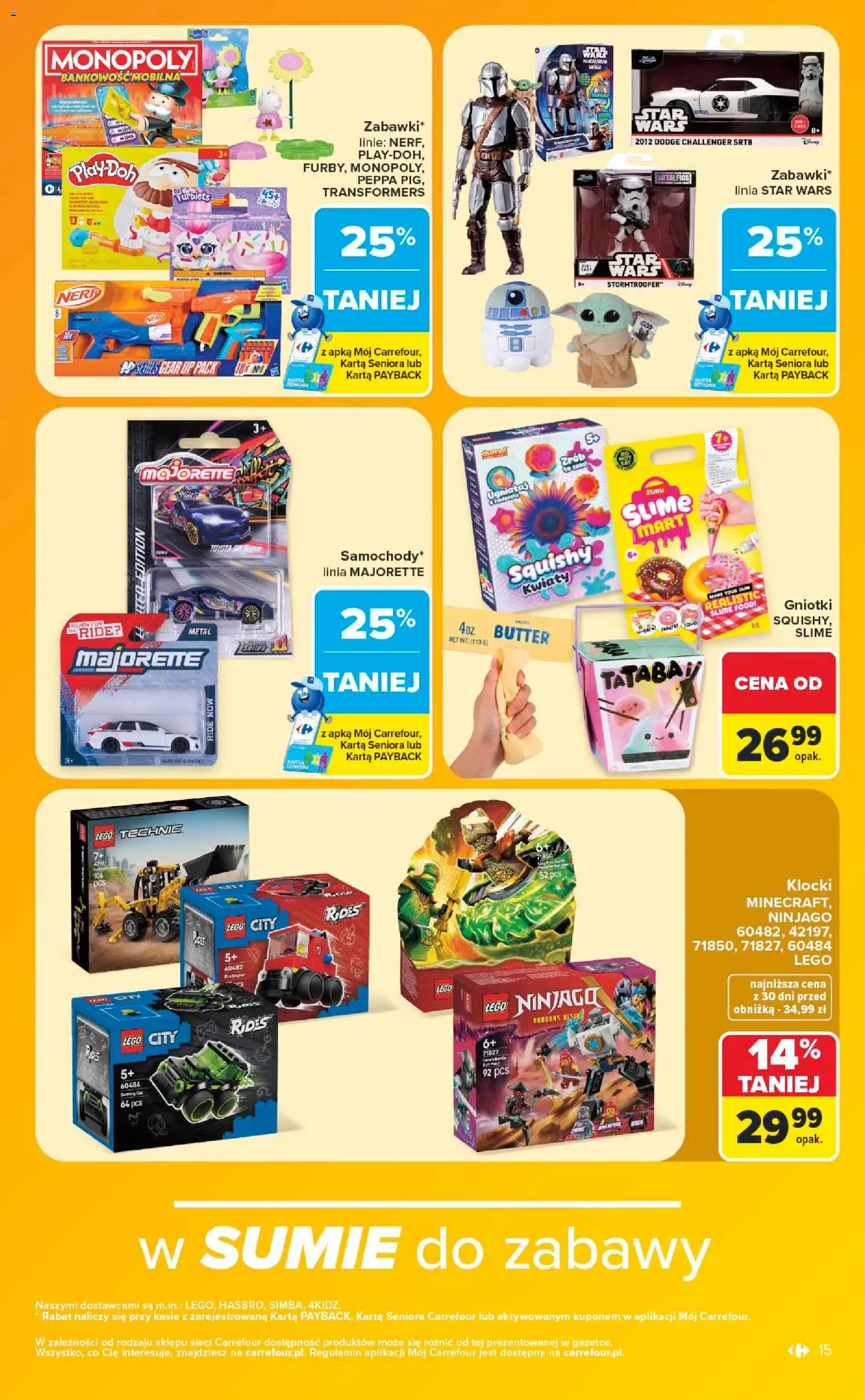 Carrefour gazetka - Same okazje od 13.07.2026 | Strona: 15 | Produkty: Karta, Lego, Kwiaty