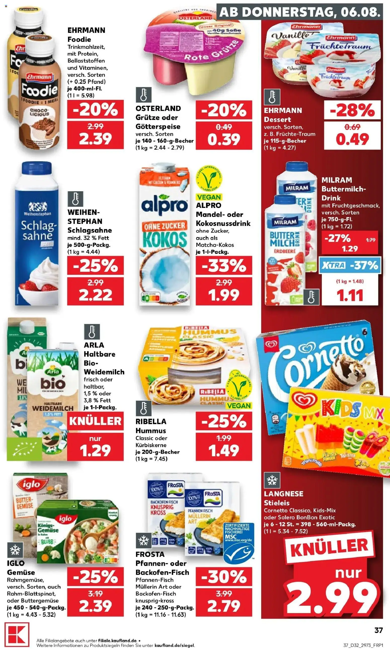 Prospekt Kaufland ab 06.08.2026 » Angebote Online zum Blättern | Seite: 37 | Produkte: Langnese, Iglo, Milram, Hummus