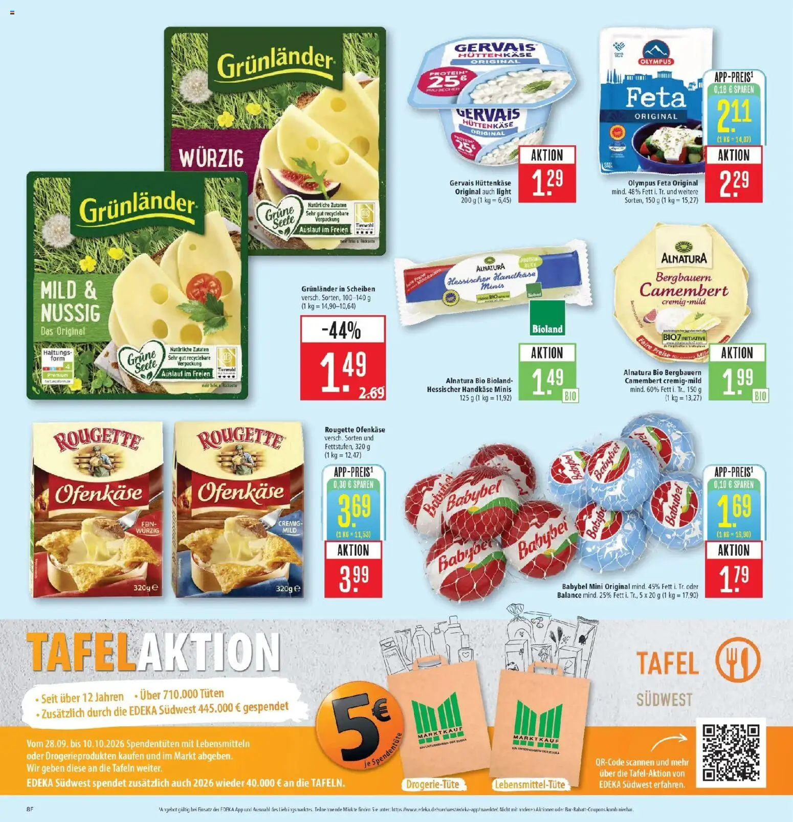 Marktkauf Prospekt Schorndorf (ab 28.09.2026) » Angebote online | Seite: 10 | Produkte: Käse, Rougette ofenkase, Camembert, Babybel