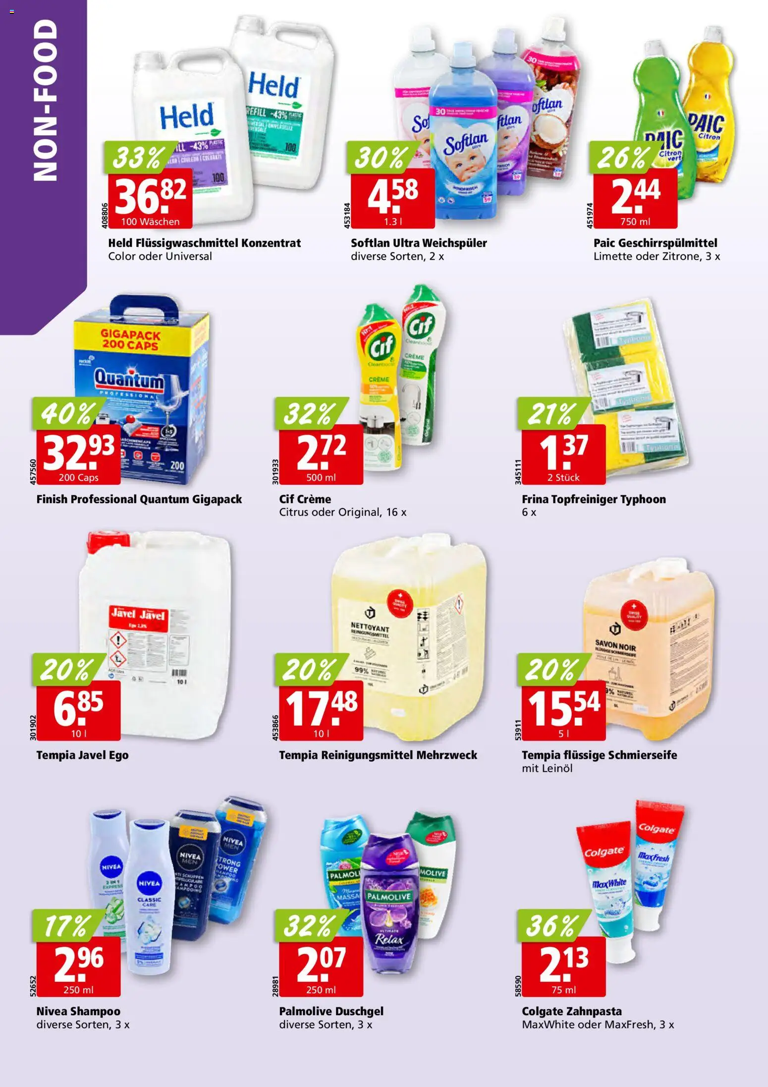 Aligro aktionen Chavannes, Matran, Genf, Sitten – gültig ab 15.06.2026 | Seite: 30 | Produkte: Duschgel, Weichspüler, Geschirrspülmittel, Creme