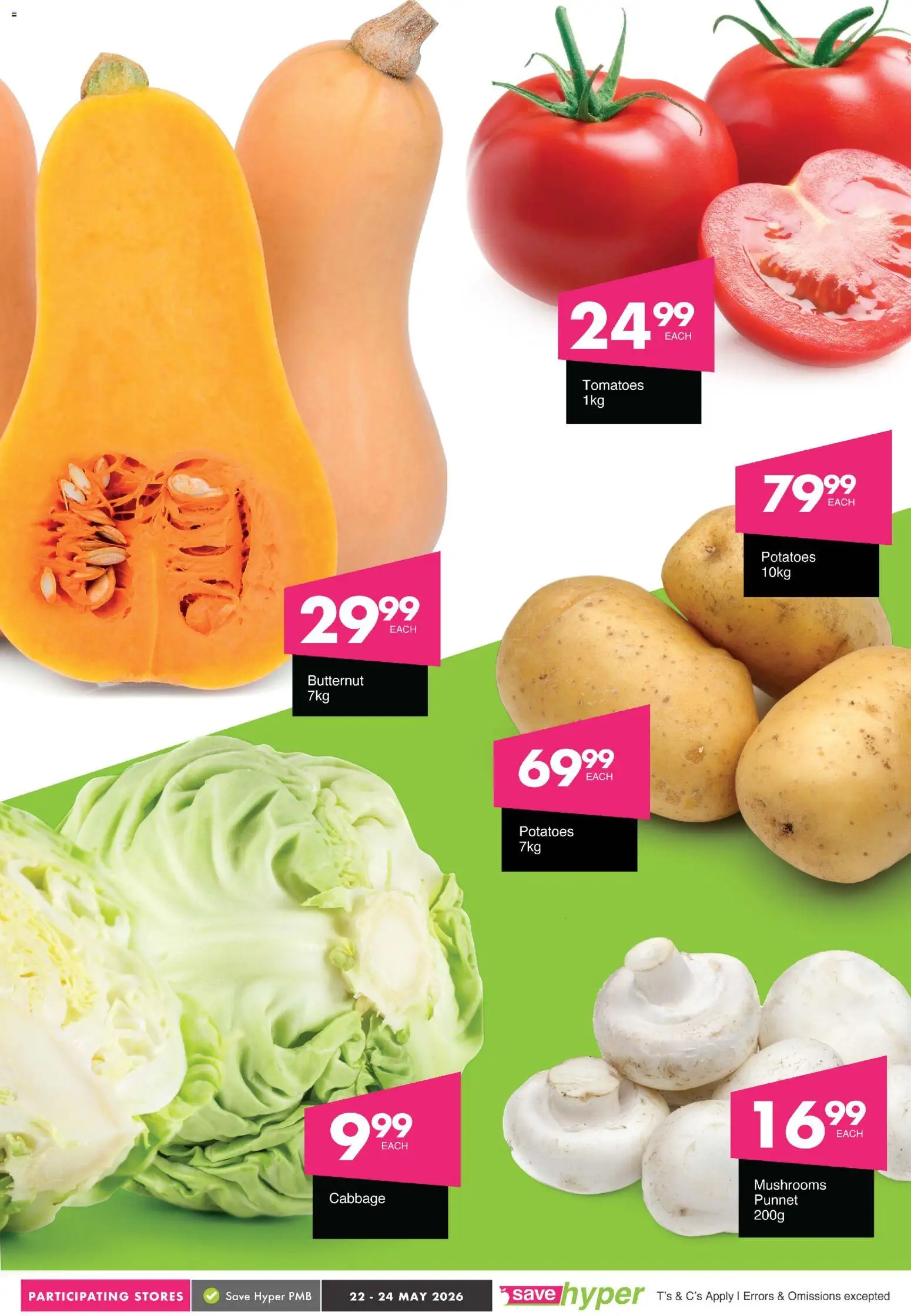 New Save catalogue – valid from 22.05.2026 | Page: 2 | Products: Mushrooms, Tomatoes, Potatoes