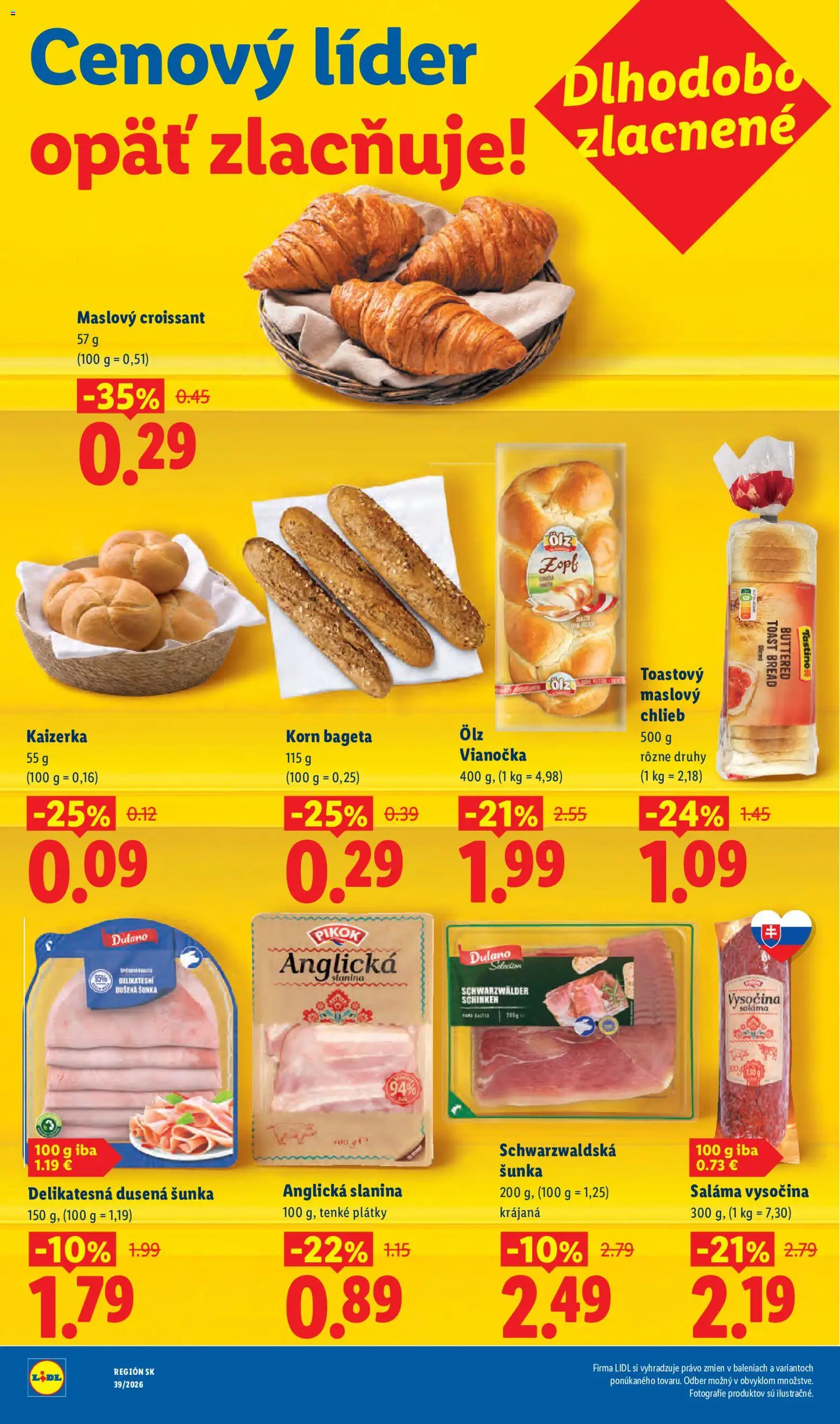 Nové Lidl akcie – leták je platný od 21.09.2026 | Strana: 4 | Produkty: Chlieb, Saláma, Šunka, Slanina