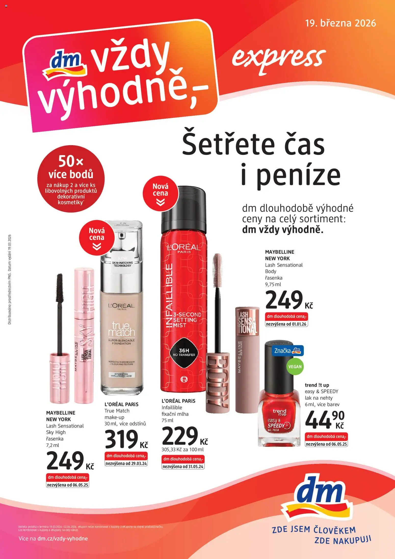 dm drogerie leták - Express od 19.03.2026 | Strana: 1 | Produkty: Vegan, Makeup, Nehty, Body