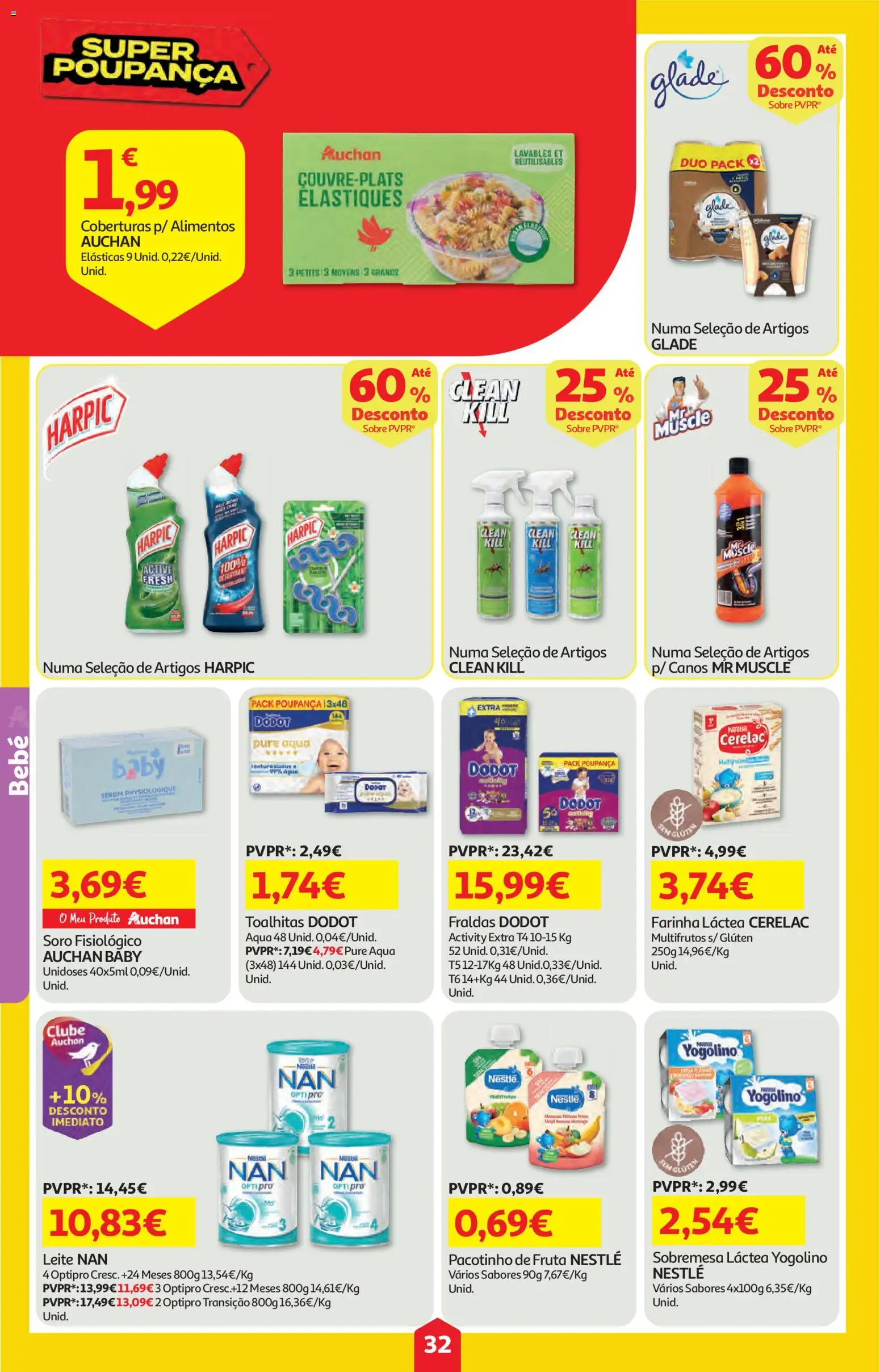 Auchan folheto │ válido de 07.05.2026 | Página: 32 | Produtos: Agua, Fraldas, Sérum, Leite