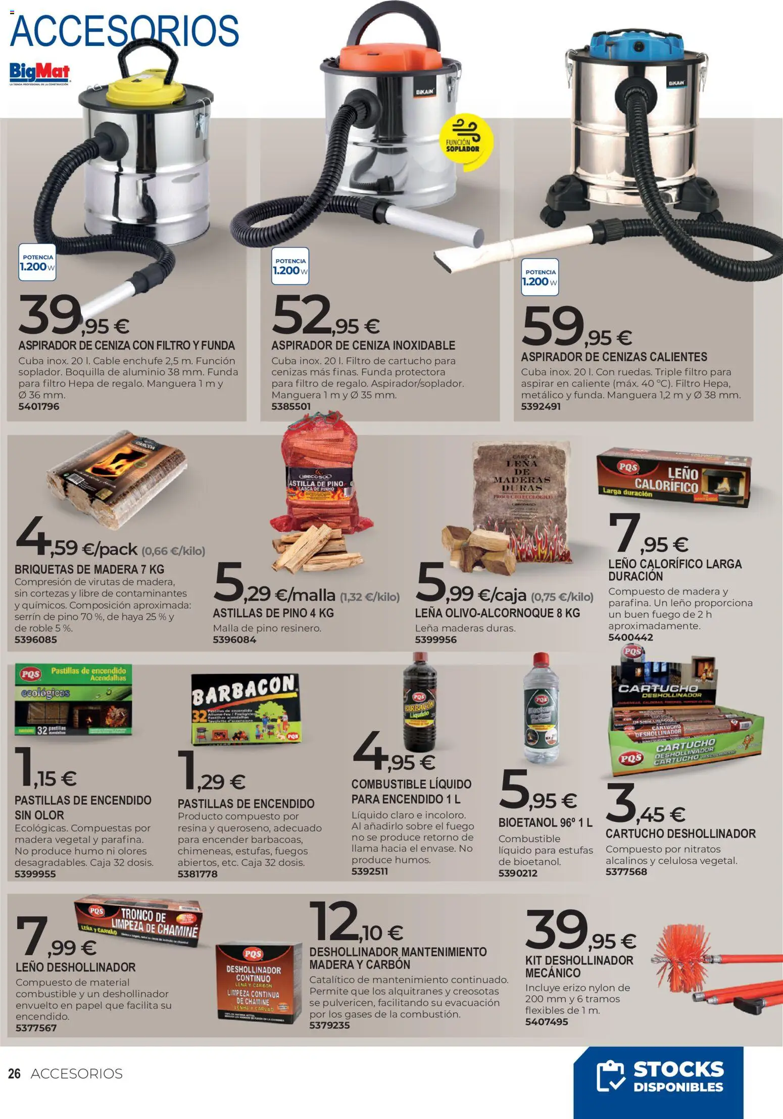 BigMat Calefacción │ válido desde el 05/10/2026 | Página: 26 | Productos: Briquetas de madera, Cable, Aspirador, Enchufe