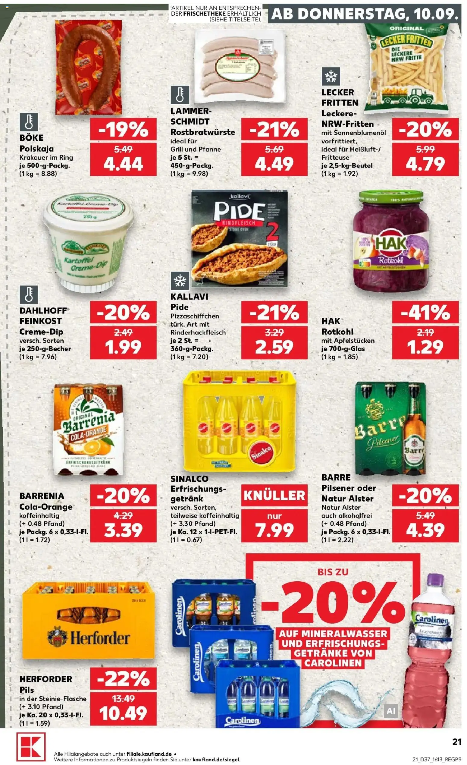Prospekt Kaufland ab 07.09.2026 » Angebote Online zum Blättern | Seite: 30 | Produkte: Sinalco, Rotkohl, Mineralwasser, Fritteuse