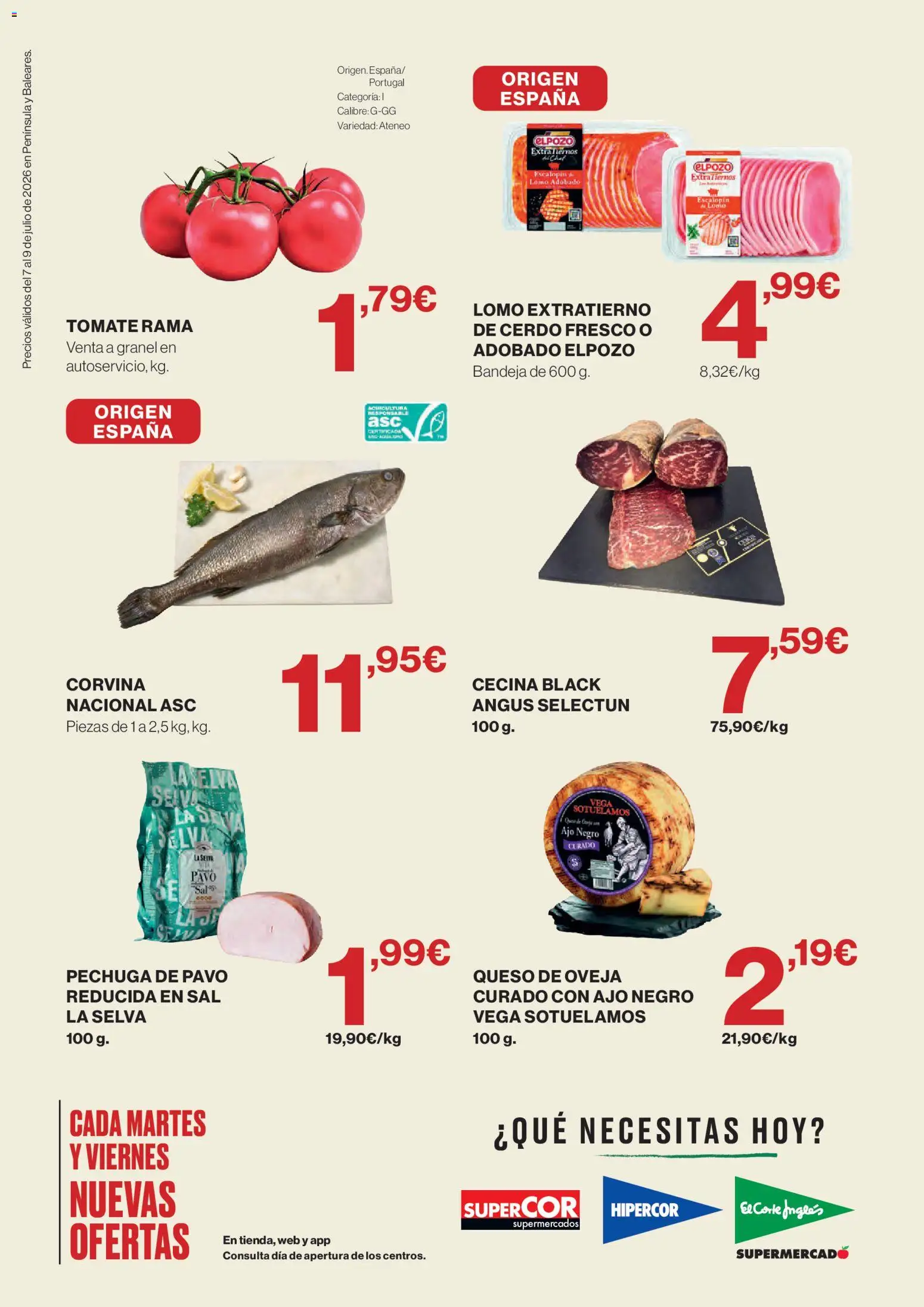 El Corte Inglés ofertas │ válido desde el 07/07/2026 | Página: 2 | Productos: Queso de oveja, Queso, Cerdo, Bandeja