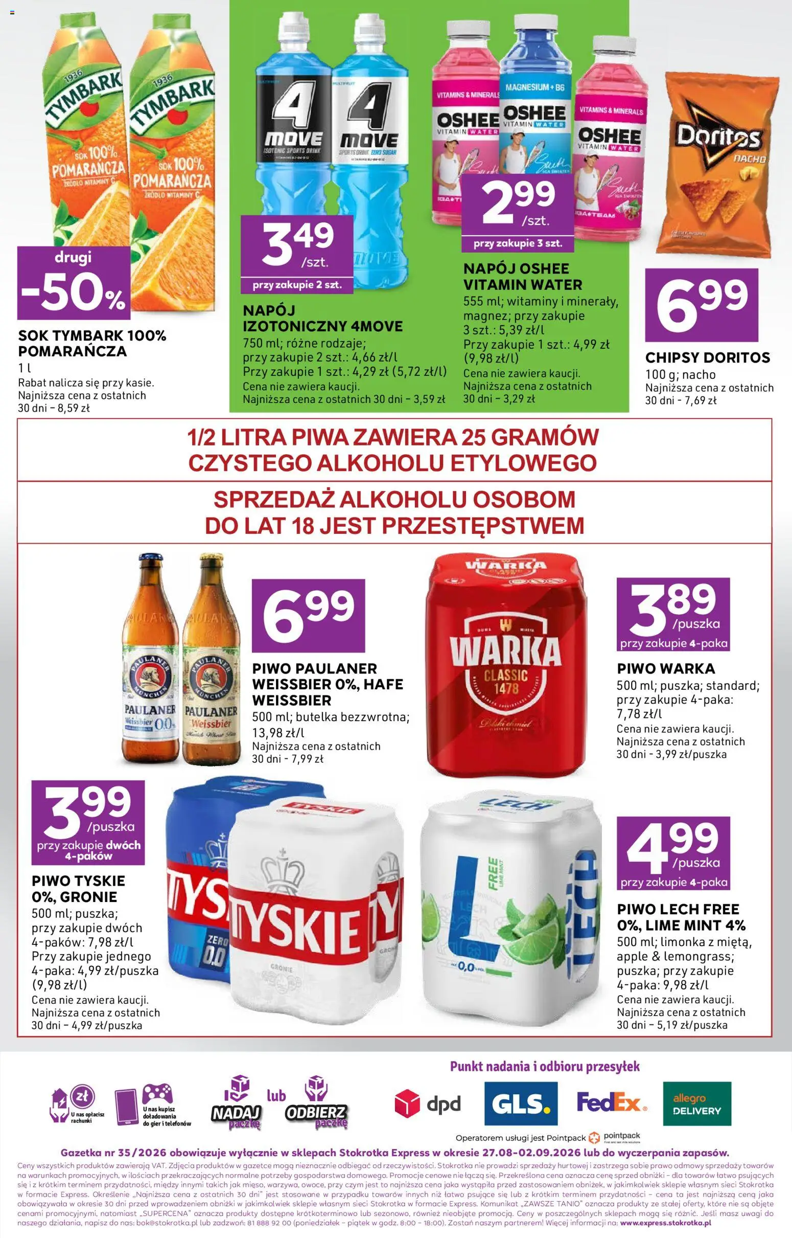 Stokrotka gazetka - Express od 27.08.2026 | Strona: 6 | Produkty: Chipsy, Lech, Doritos, Sok