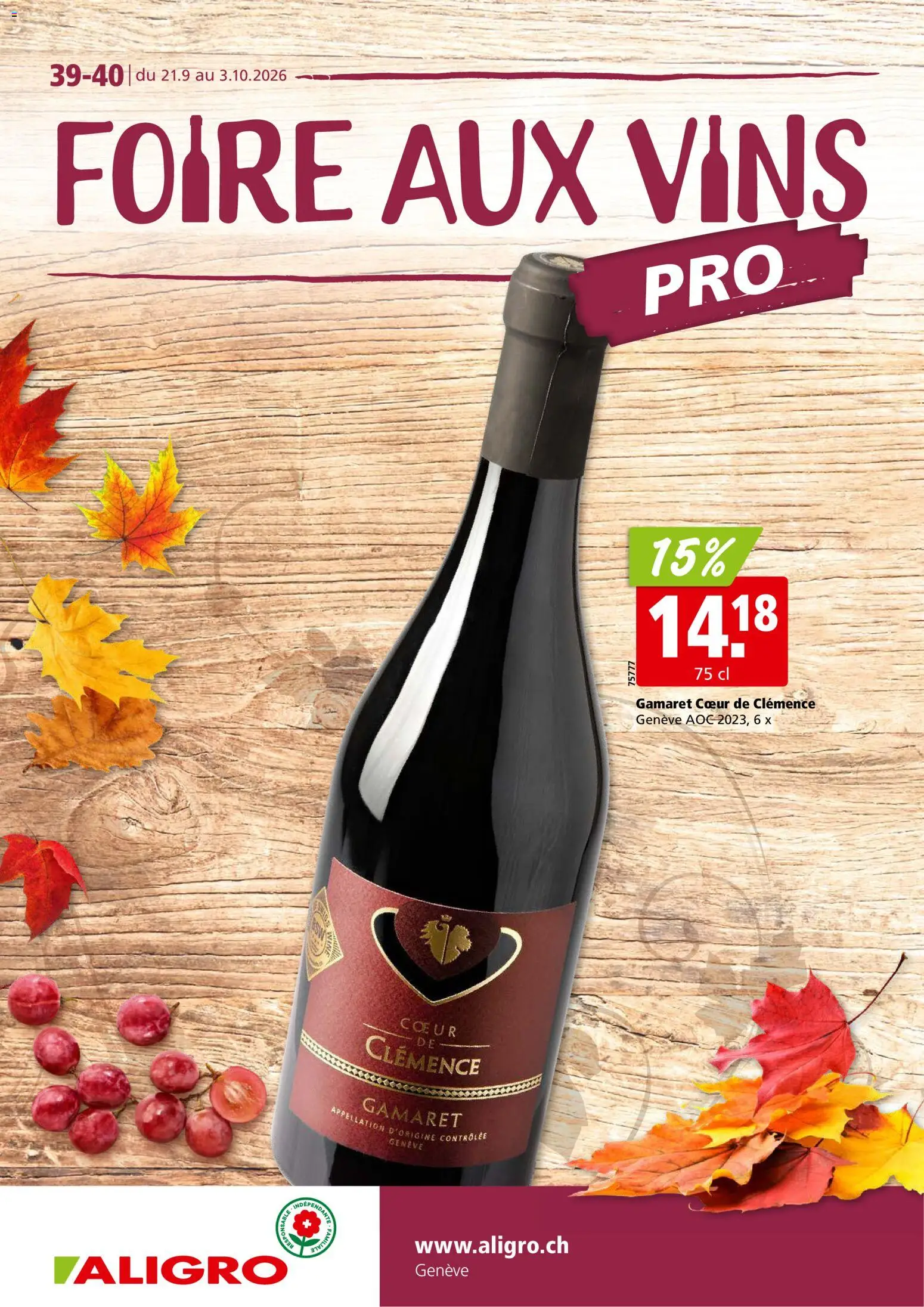 Aligro aktionen Vins Genève – gültig ab 21.09.2026 | Seite: 1
