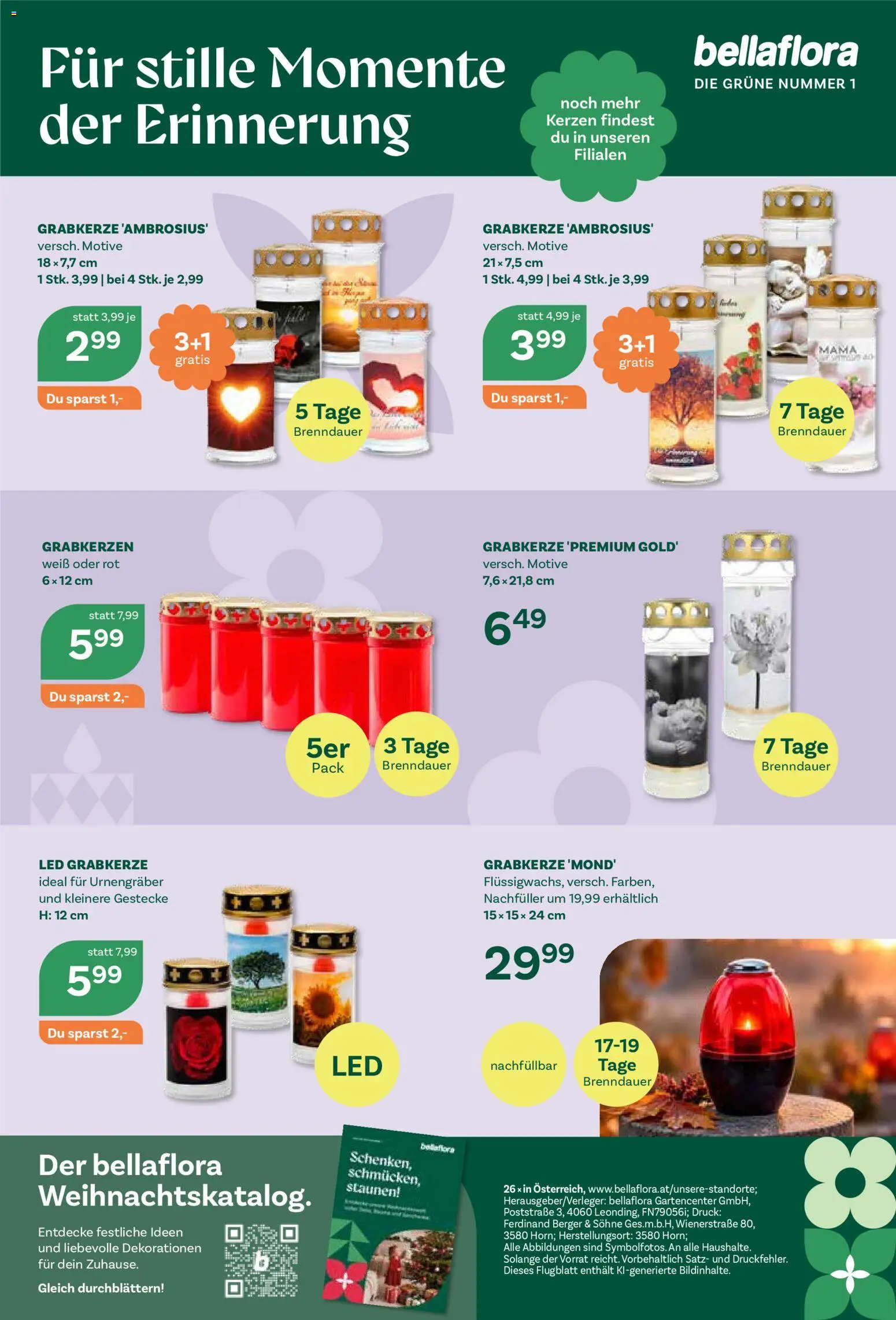 bellaflora Flugblatt gültig ab 22.10.2026 | Seite: 4 | Produkte: Grabkerzen, Kerzen