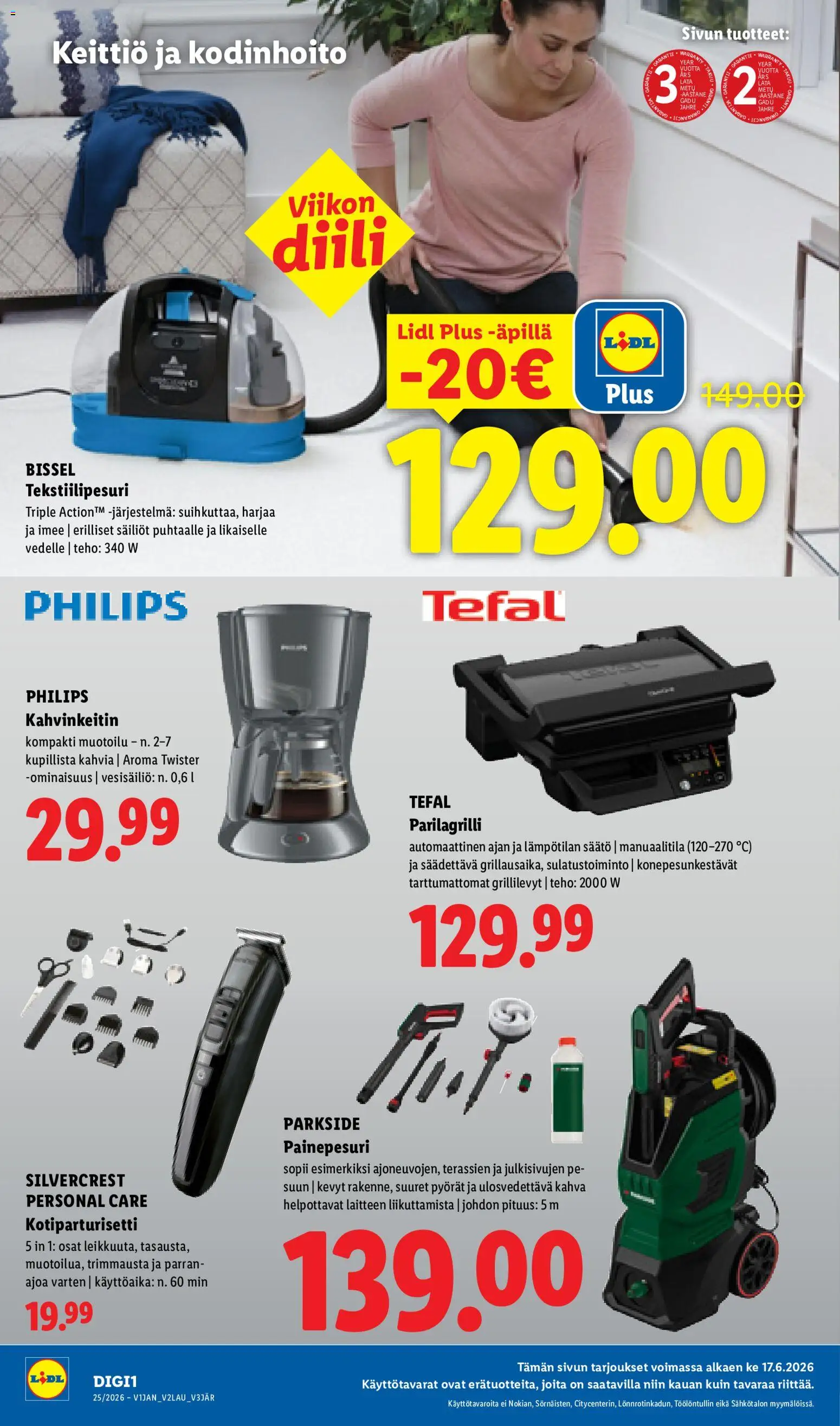 Lidl tarjoukset - Helsinki – voimassa 17.06.2026 alkaen | Sivu: 17 | Tuotteet: Kahvinkeitin, Painepesuri, Keittiö