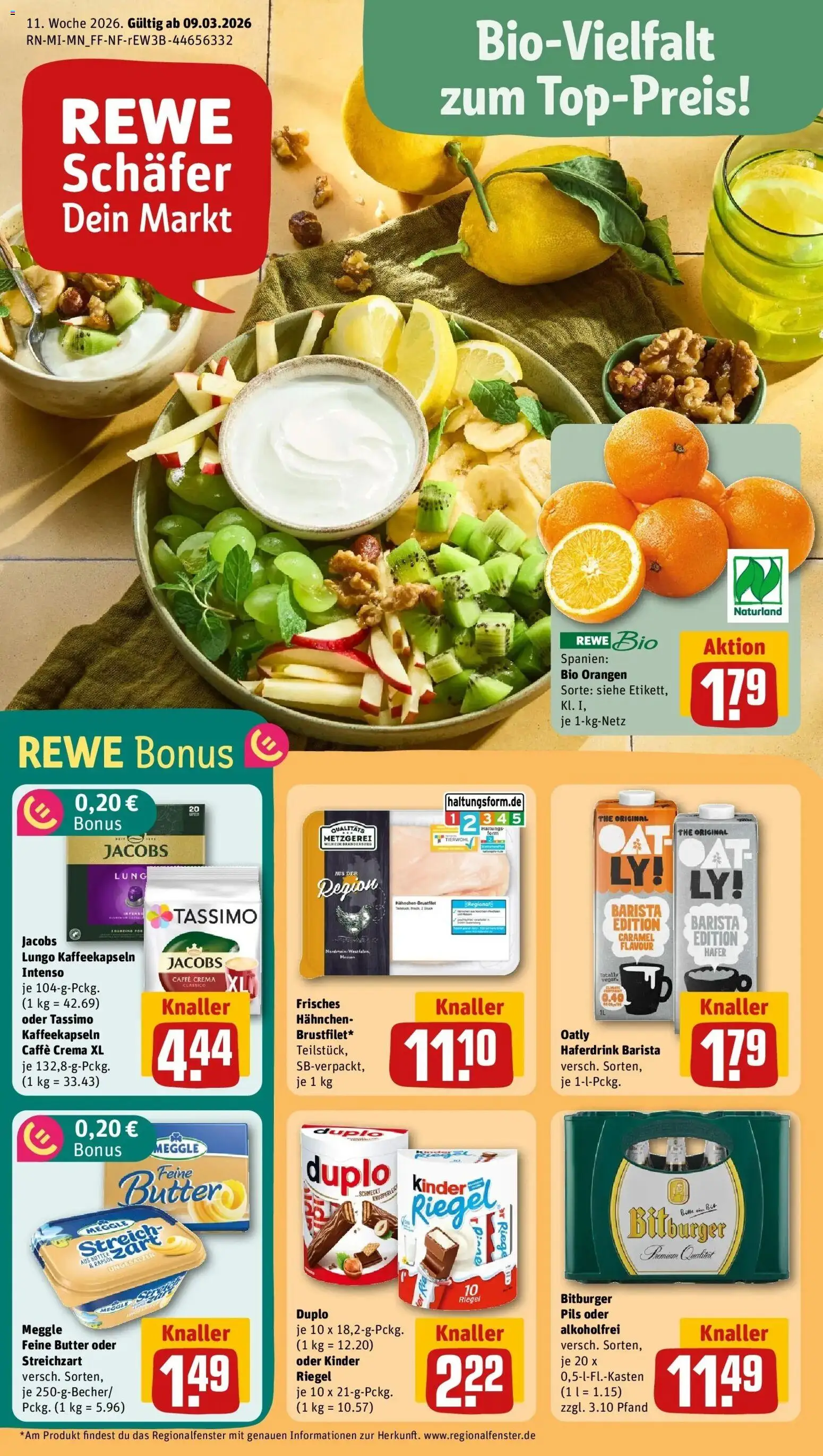 Rewe Prospekt Hofgeismar	 – gültig ab 09.03.2026 | Seite: 1 | Produkte: Rapsöl, Pils, Orangen, Tassimo