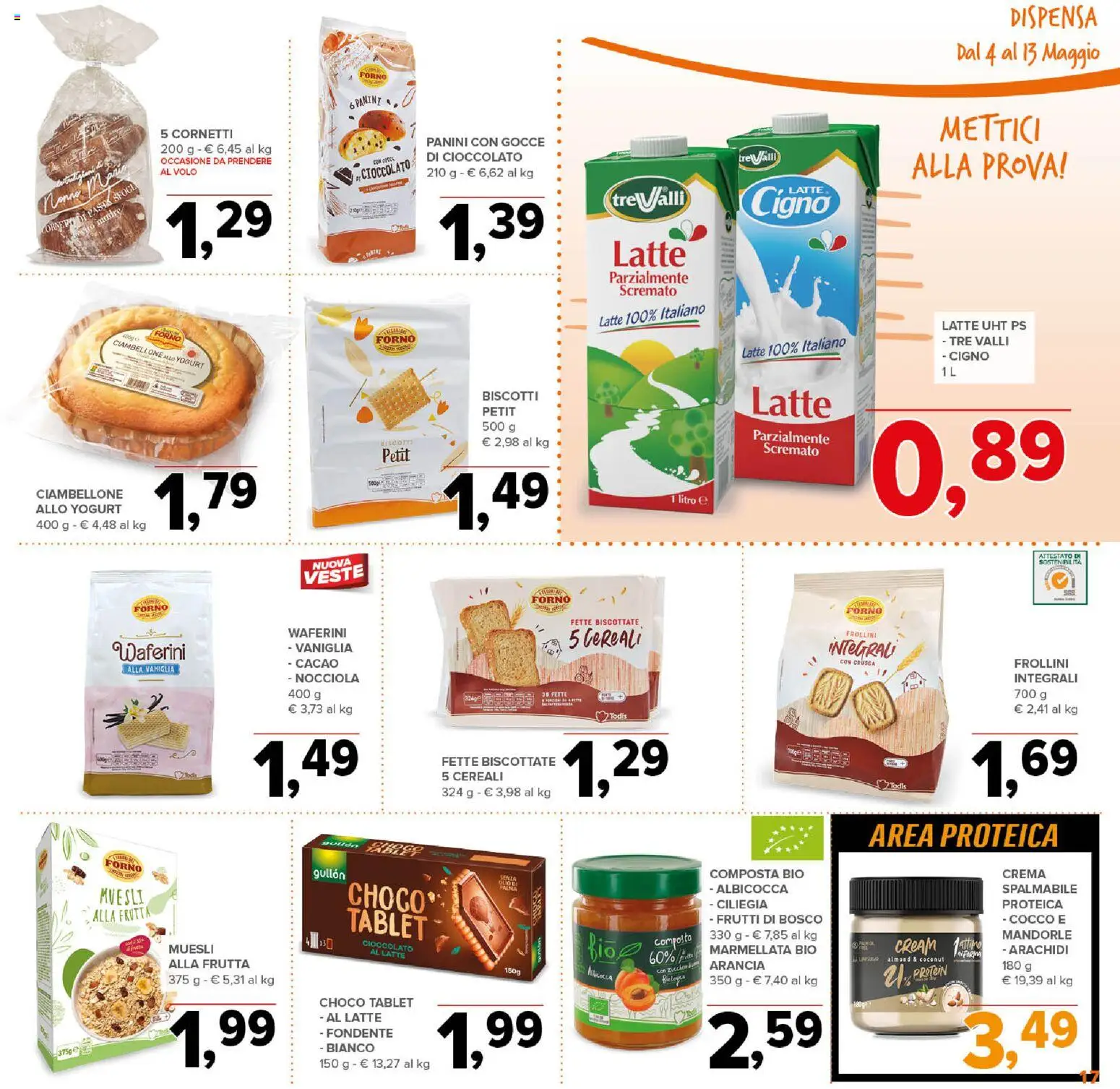 Volantino Todis del 04.05.2026 | Pagina: 17 | Prodotti: Cereali, Mandorle, Cacao, Fette biscottate