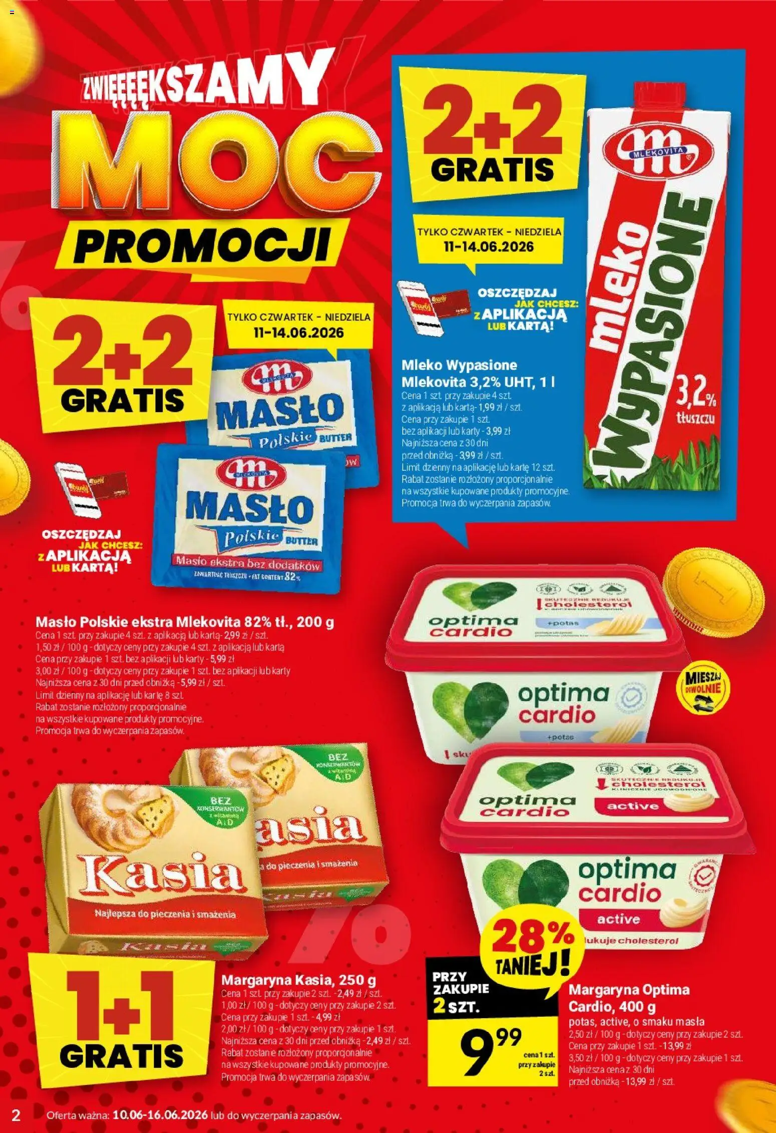 Twój Market gazetka od 10.06.2026 | Strona: 2 | Produkty: Mleko wypasione, Masło Polskie, Margaryna, Mleko