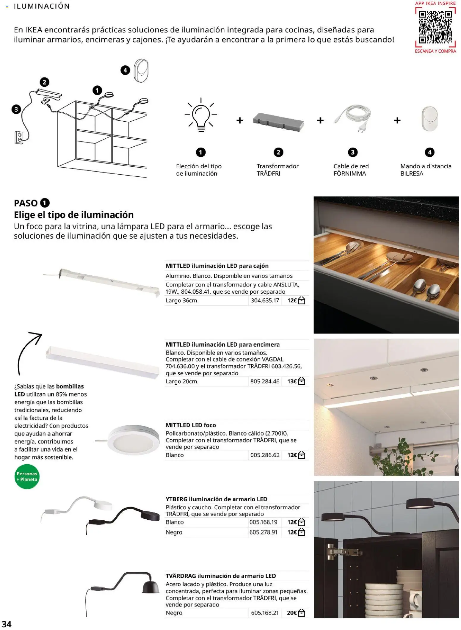 Catálogo IKEA Cocinas │ válido desde el 01/02/2026 | Página: 34 | Productos: Té, Iluminación de armario, Iluminación, Armario