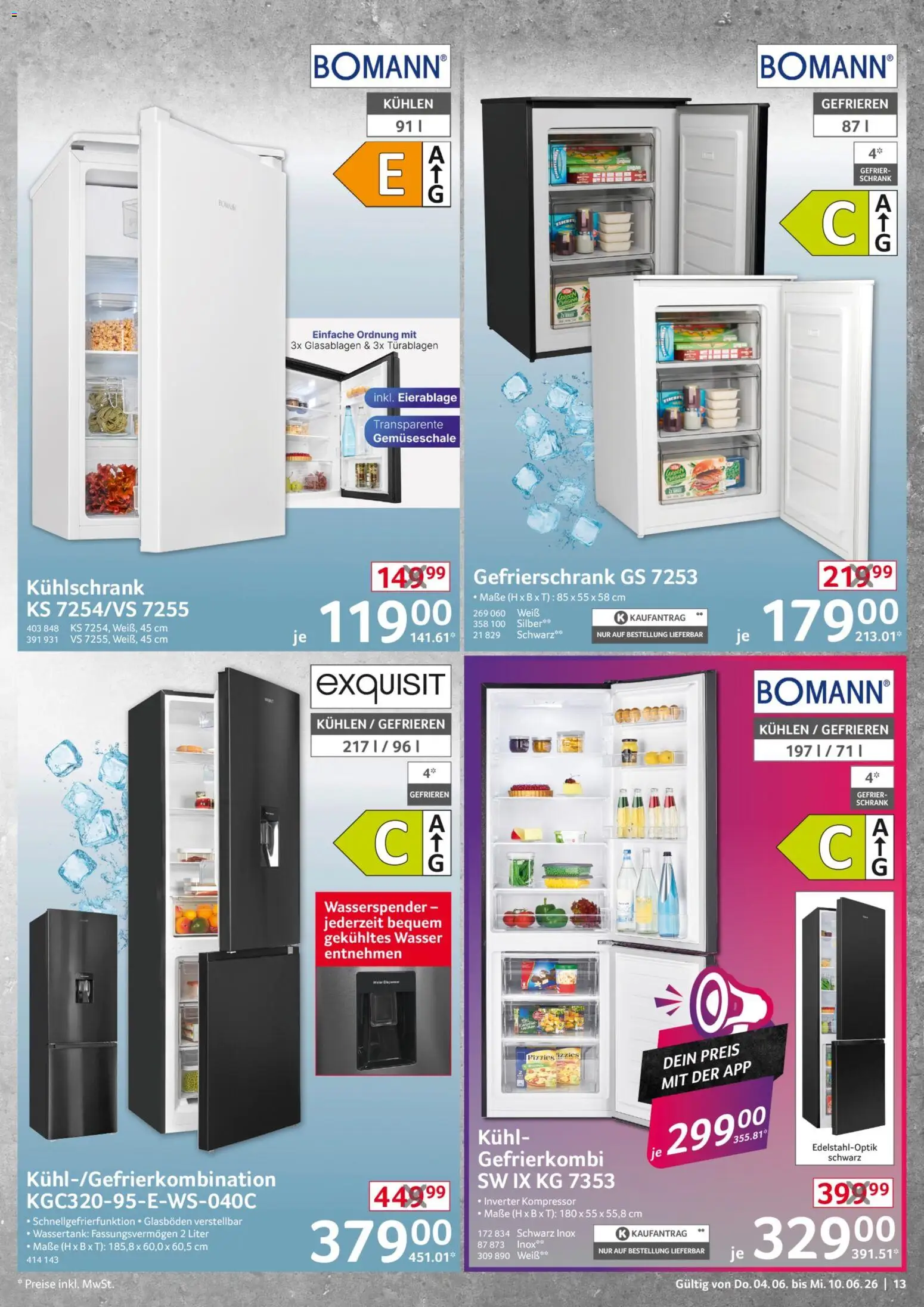 Selgros Non Food – gültig ab 04.06.2026 | Seite: 13 | Produkte: Gefrierschrank, Schrank, Kühlschrank, Wasser