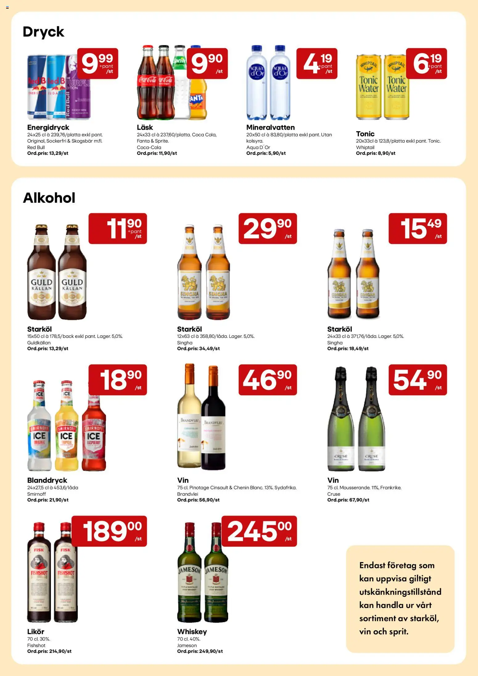 Snabbgross reklamblad aktuell från 19/10/2026 | Sida: 11 | Produkter: Jameson, Mineralvatten, Fanta, Energidryck