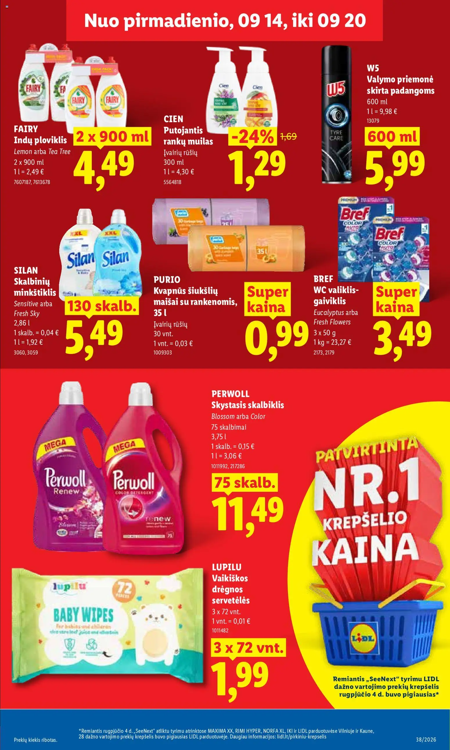 LIDL akcijos nuo 2026.09.14 | Puslapis: 17 | Prekių: Tyrė, Wc, Muilas, Ploviklis