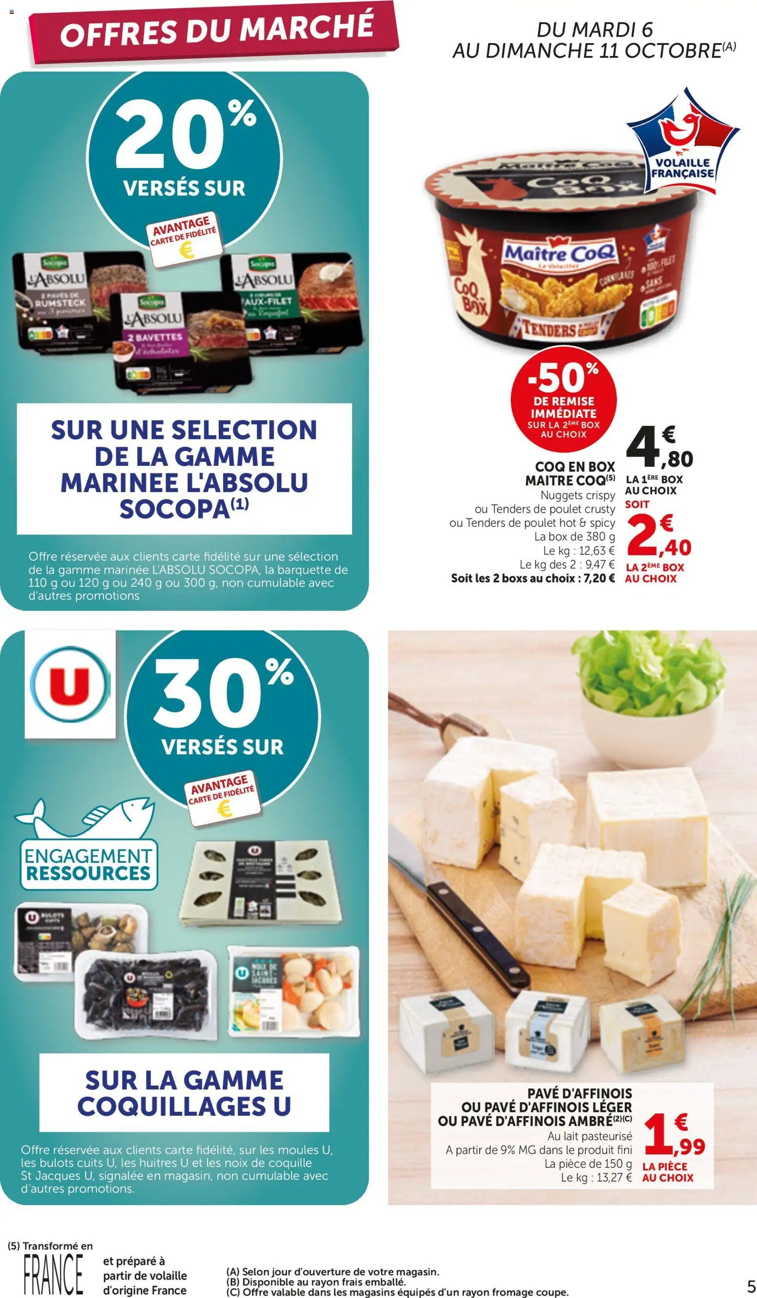 {H1} | Page: 5 | Produits: Coquillages, Poulet, Fromage, Rumsteck