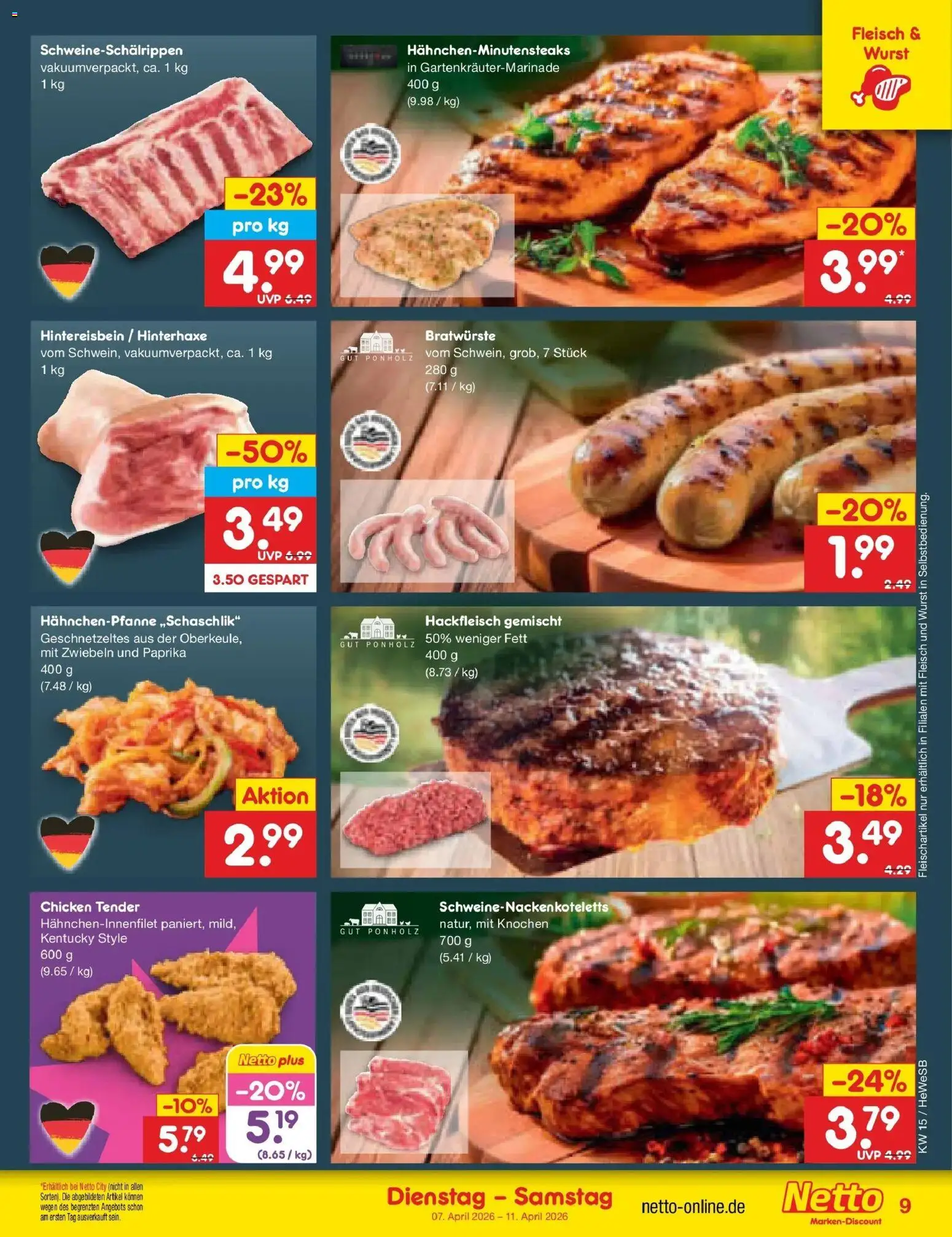 Netto Marken-Discount Prospekt Hamburg	 – gültig ab 07.04.2026 | Seite: 11 | Produkte: Zwiebeln, Paprika, Fleisch, Hackfleisch