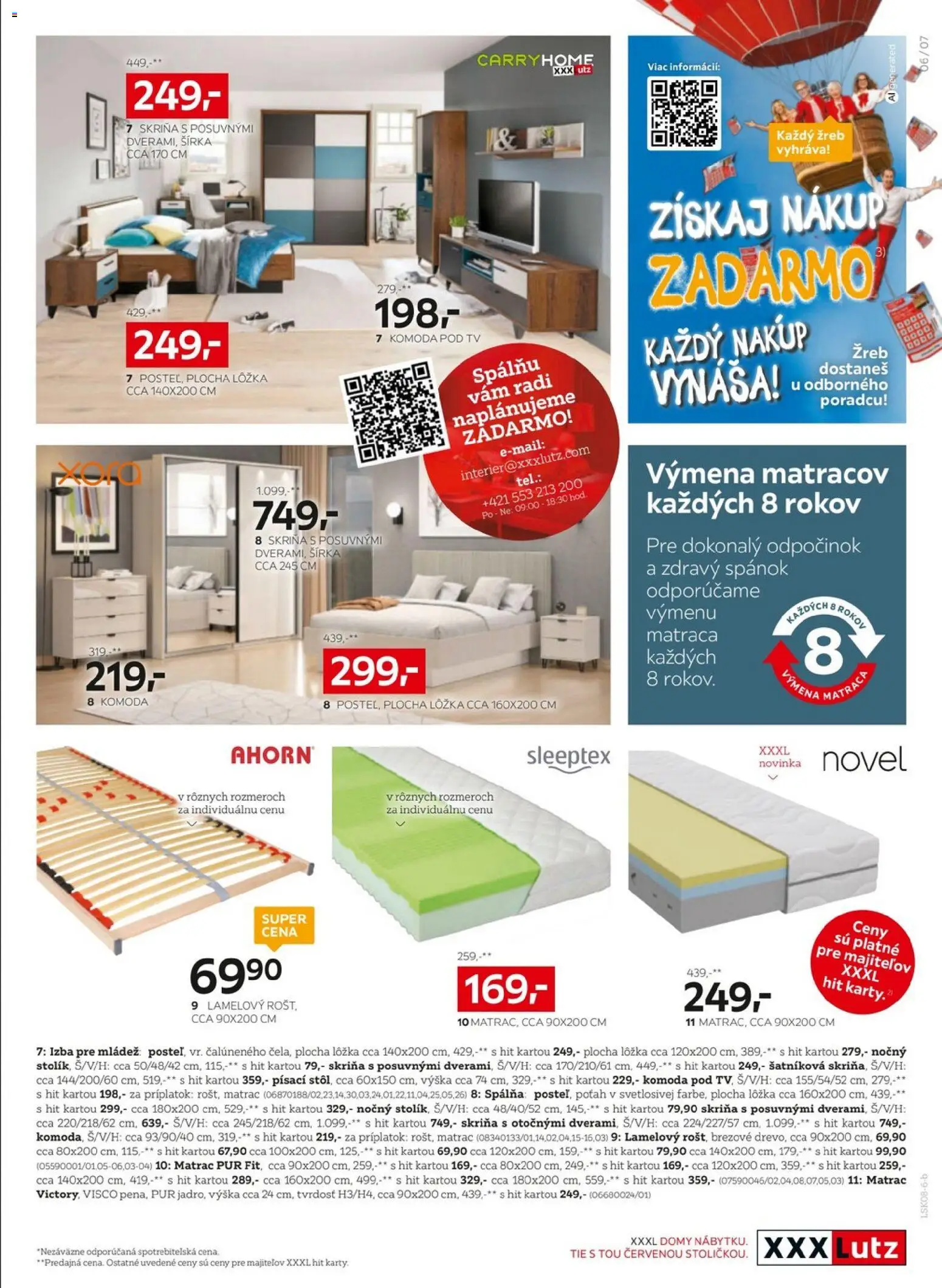 Nové XXXLutz akcie – leták je platný od 10.08.2026 | Strana: 7 | Produkty: Matrac, Tv, Skriňa, Komoda pod tv