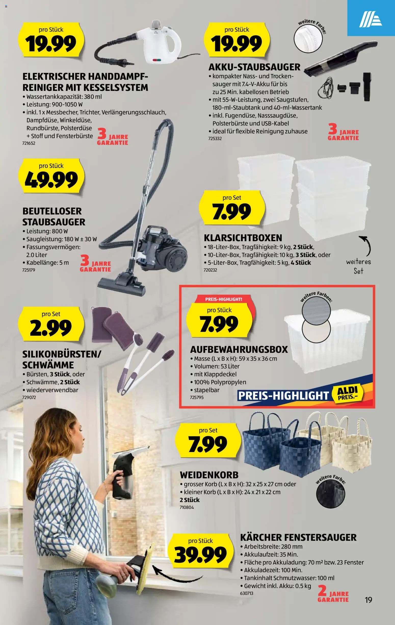 Aldi aktionen – gültig ab 09.07.2026 | Seite: 19 | Produkte: Box, Korb, Gewicht, Staubsauger