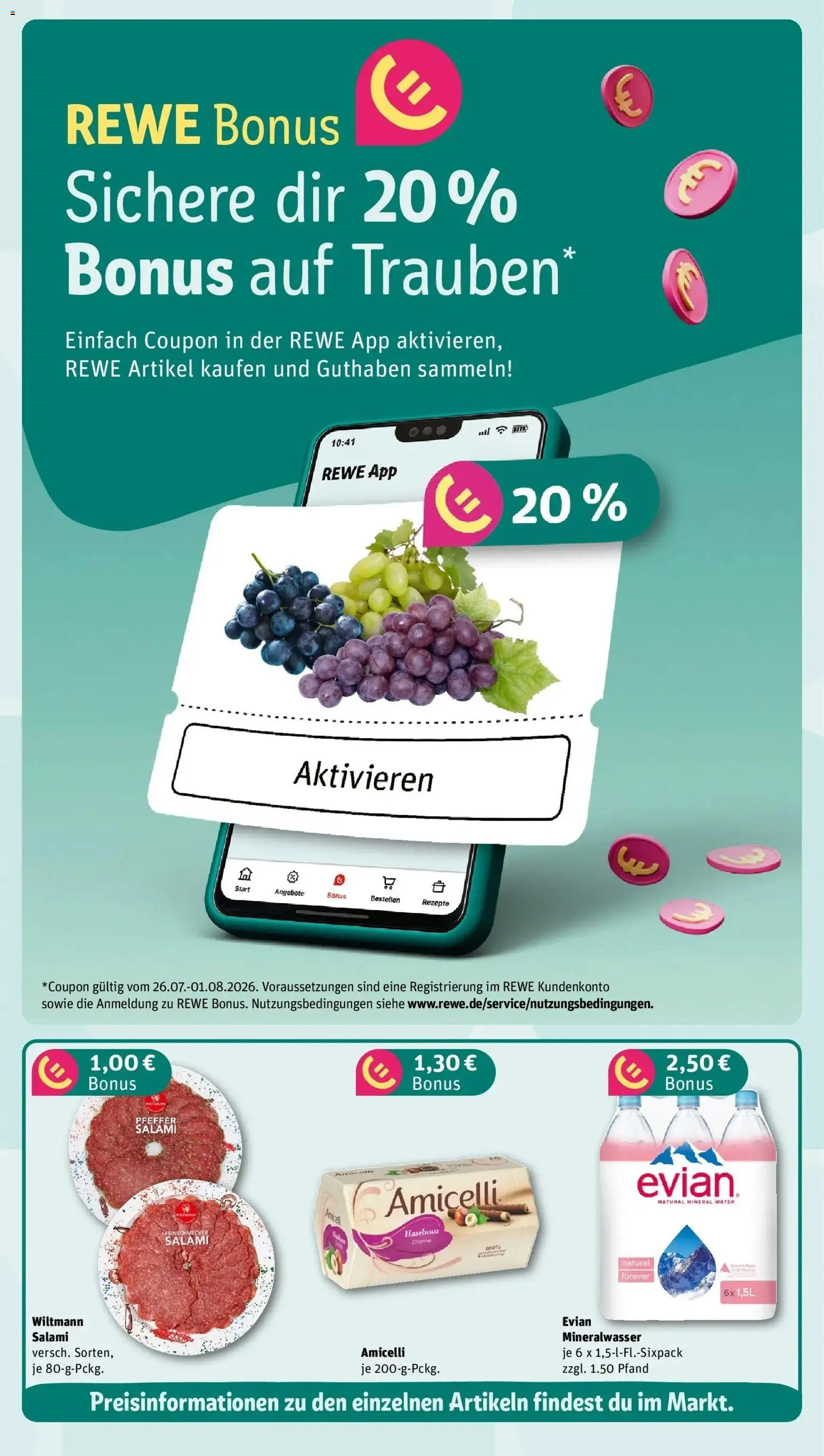 Rewe Prospekt Gladbeck – gültig ab 27.07.2026 | Seite: 3 | Produkte: Trauben, Creme, Pfeffer, Salami