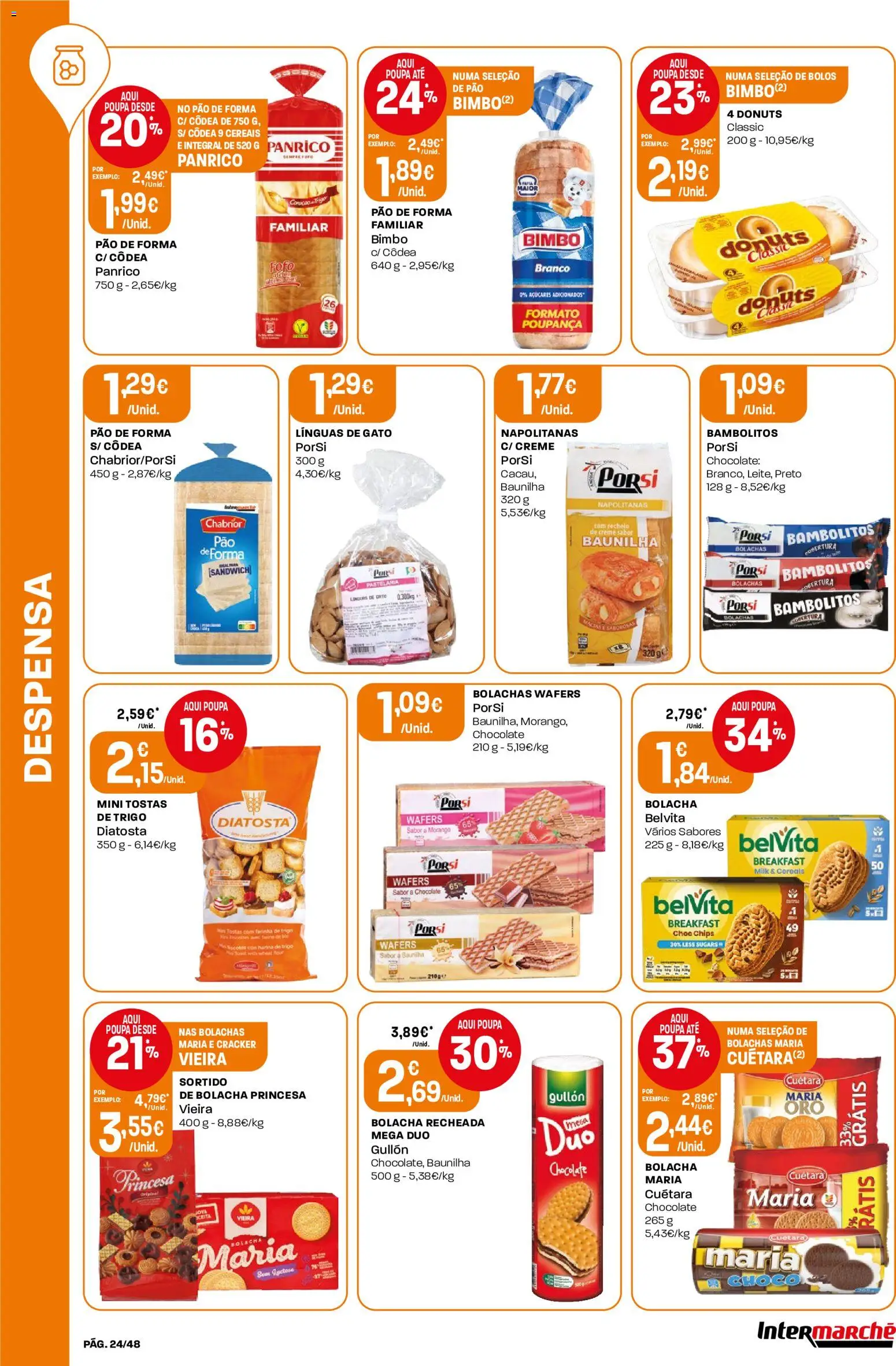 Intermarché folheto │ válido de 11.06.2026 | Página: 24 | Produtos: Farinha de trigo, Bolachas, Tostas, Pão