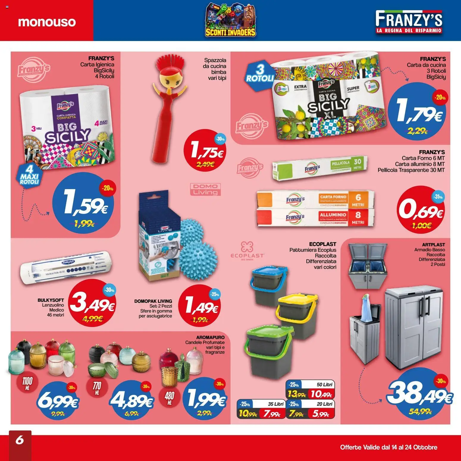 Volantino Franzy's del 14/10/2026 | Pagina: 6 | Prodotti: Candele profumate, Pellicola, Carta forno, Armadio