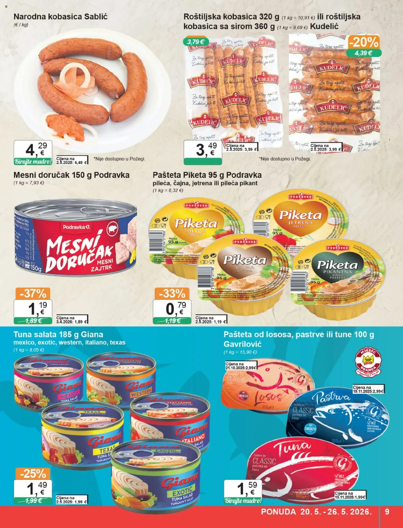 KTC katalog | vrijedi od 20.05.2026 | Stranica: 9 | Proizvodi: Podravka, Pašteta, Salata, Kobasica