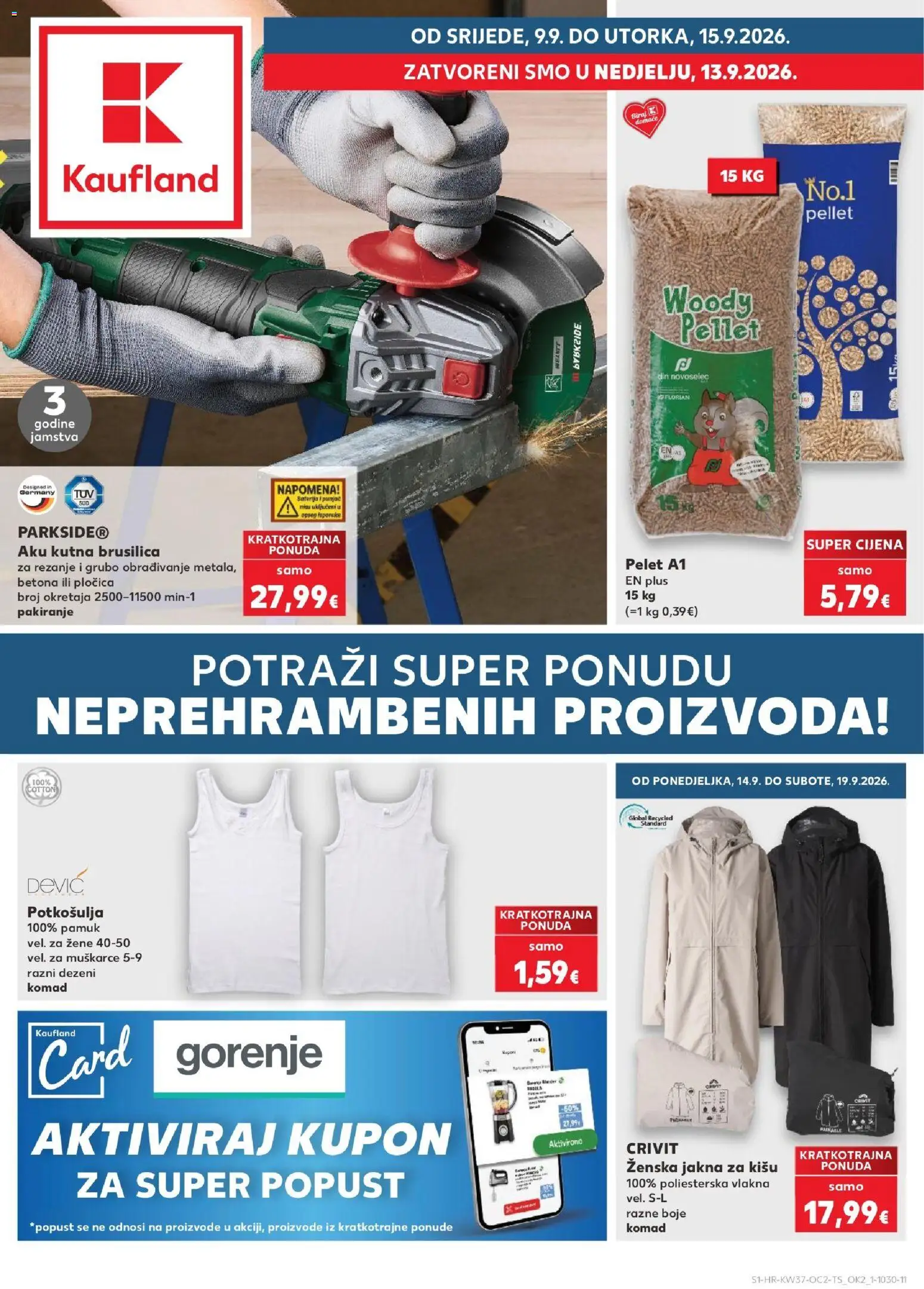 Kaufland HR akciós ujság - amely érvényes a következő dátumtól: 2026.09.09. | Oldal: 1 | Termékek: Crivit
