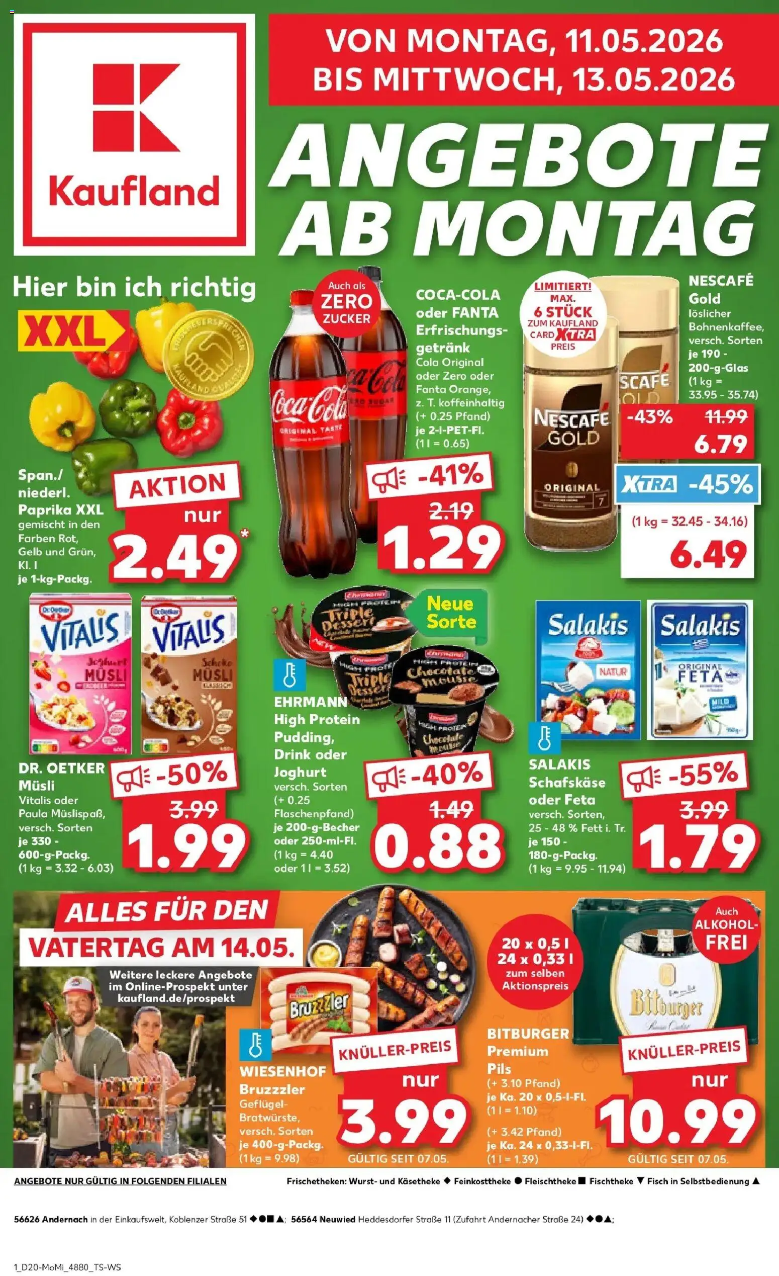 Kaufland Prospekt Andernach	 – gültig ab 10.05.2026 | Seite: 1 | Produkte: Joghurt, Paprika, Wurst, Schafskase