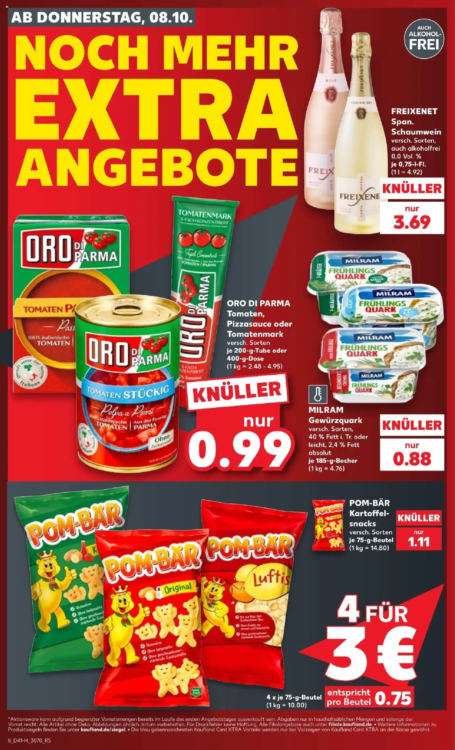 Kaufland Prospekt Leipzig – gültig ab 08.10.2026 | Seite: 8 | Produkte: Freixenet, Tomaten, Milram, Alkohol