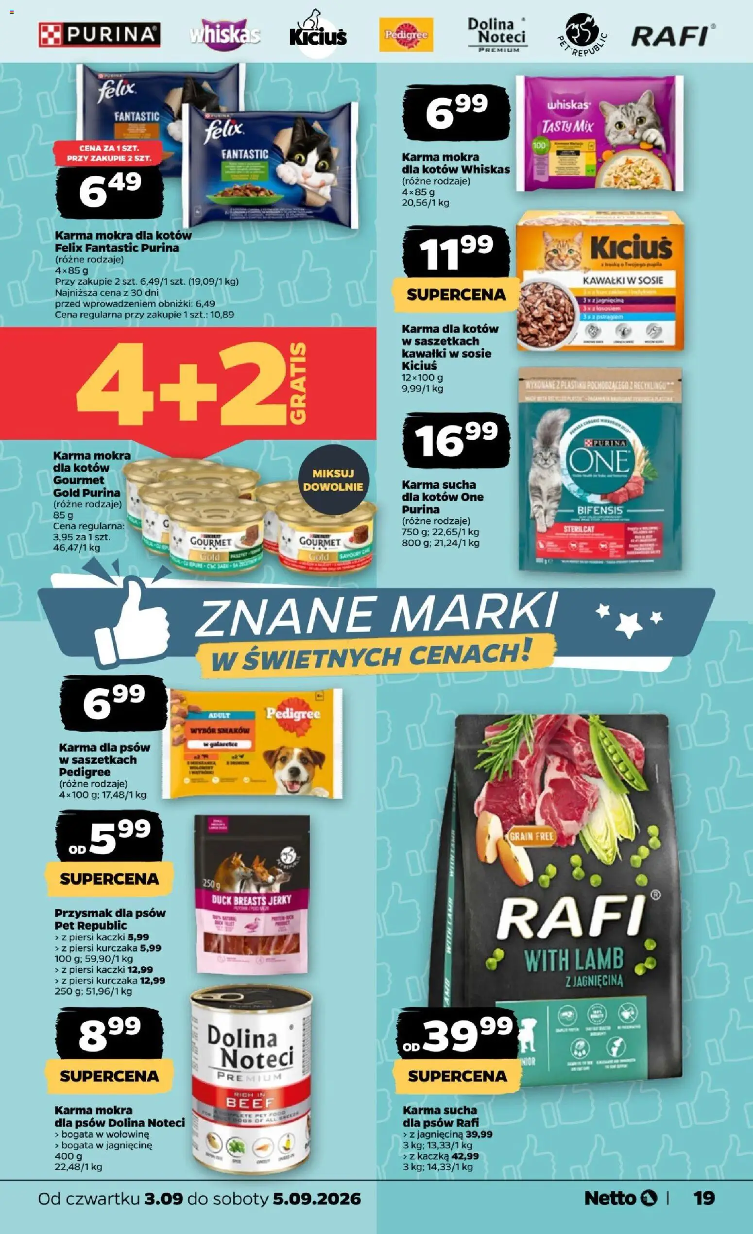 Netto gazetka od czwartku od 03.09.2026 | Strona: 19 | Produkty: Piersi, Whiskas, Kaczka, Karma dla kotów