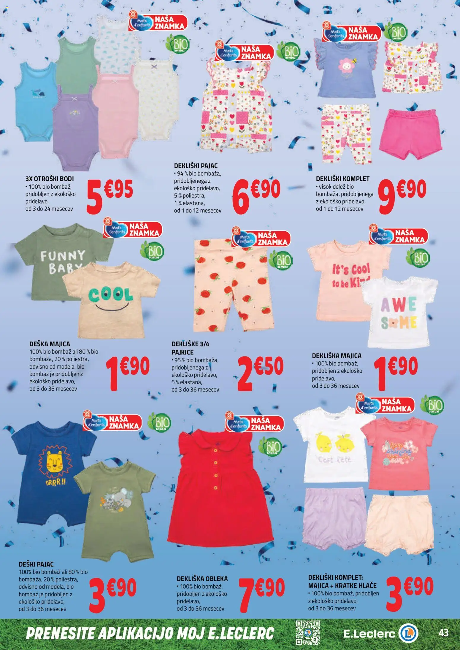 Novi E.leclerc katalog ponudbe – veljaven od 17.06.2026 | Stran: 3 | Izdelki: Pajkice, Majica, Hlace, Obleka