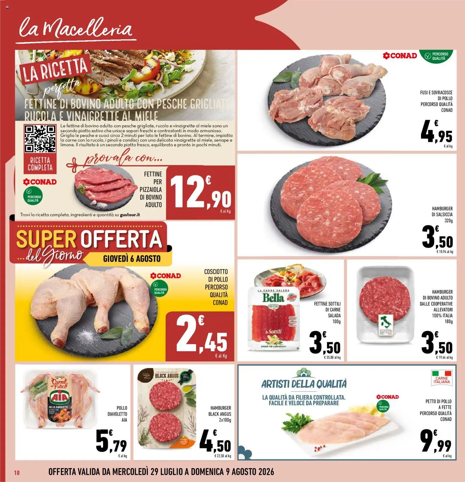 Volantino Conad del 29/07/2026 | Pagina: 10 | Prodotti: Bovino, Pollo, Rucola, Senape