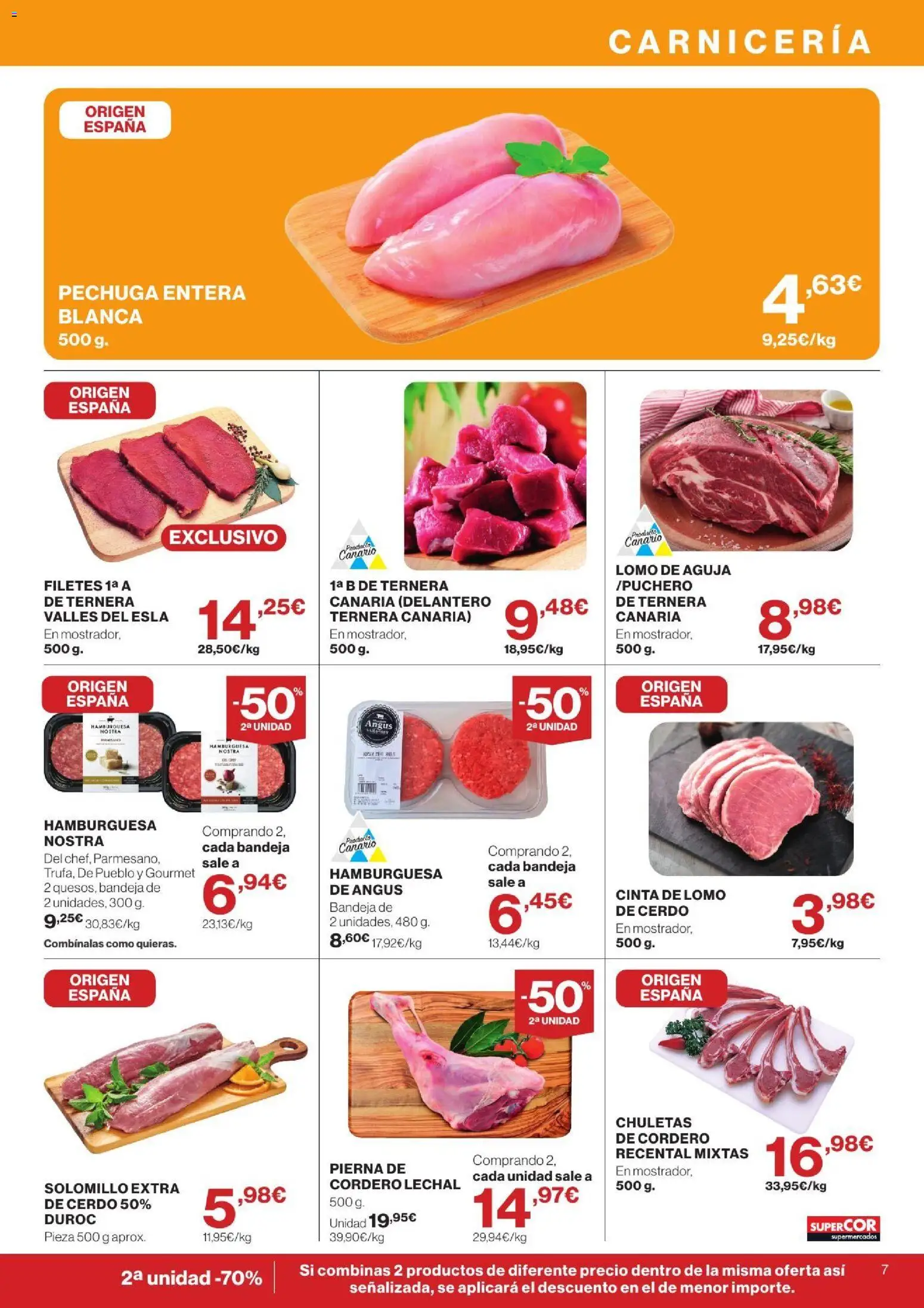 Supercor Canarias │ válido desde el 24/09/2026 | Página: 7 | Productos: Chuletas de cordero, Lomo, Cerdo, Hamburguesa