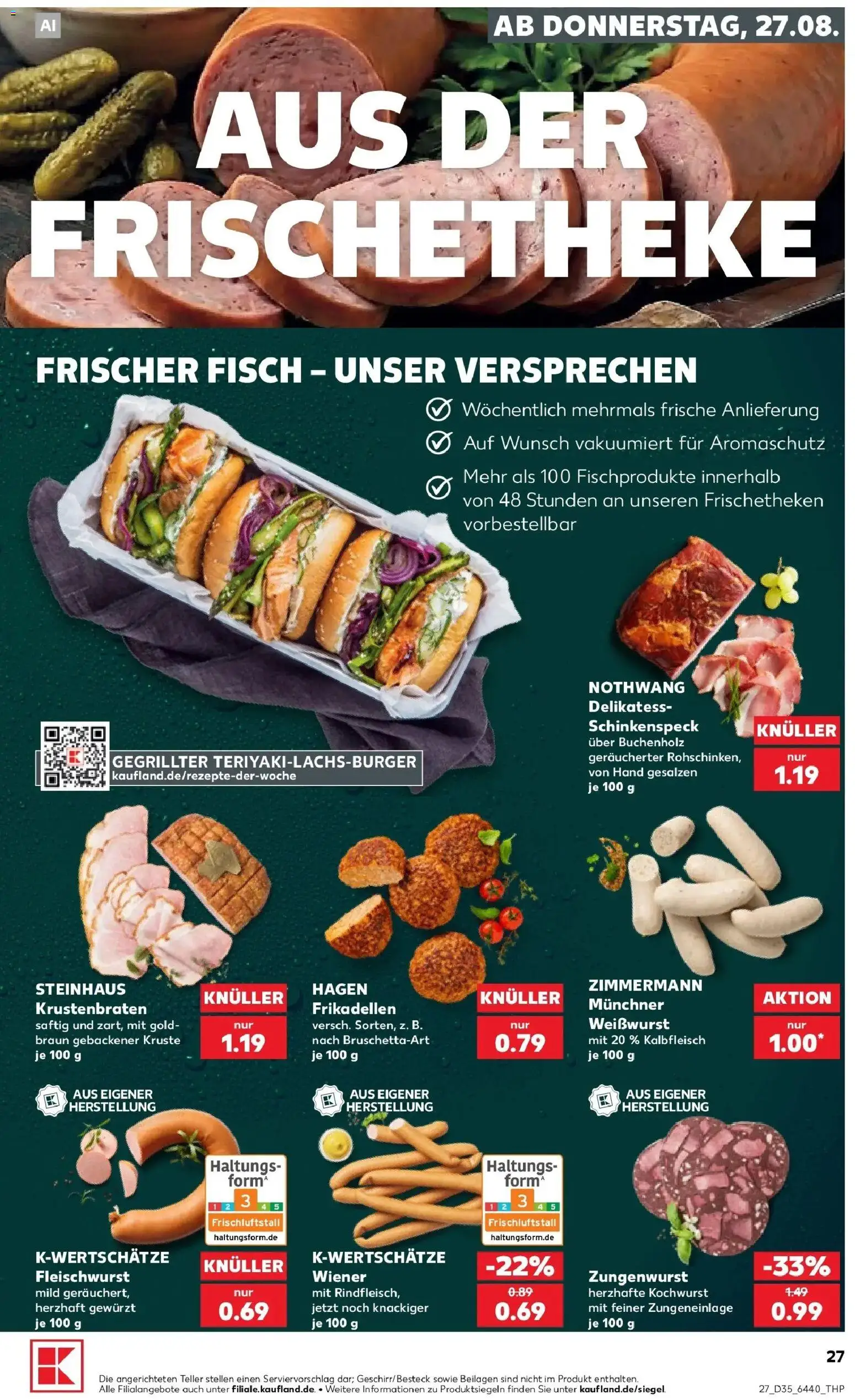 Prospekt Kaufland ab 24.08.2026 » Angebote Online zum Blättern | Seite: 38 | Produkte: Beilagen, Weißwurst, Krustenbraten, Fisch
