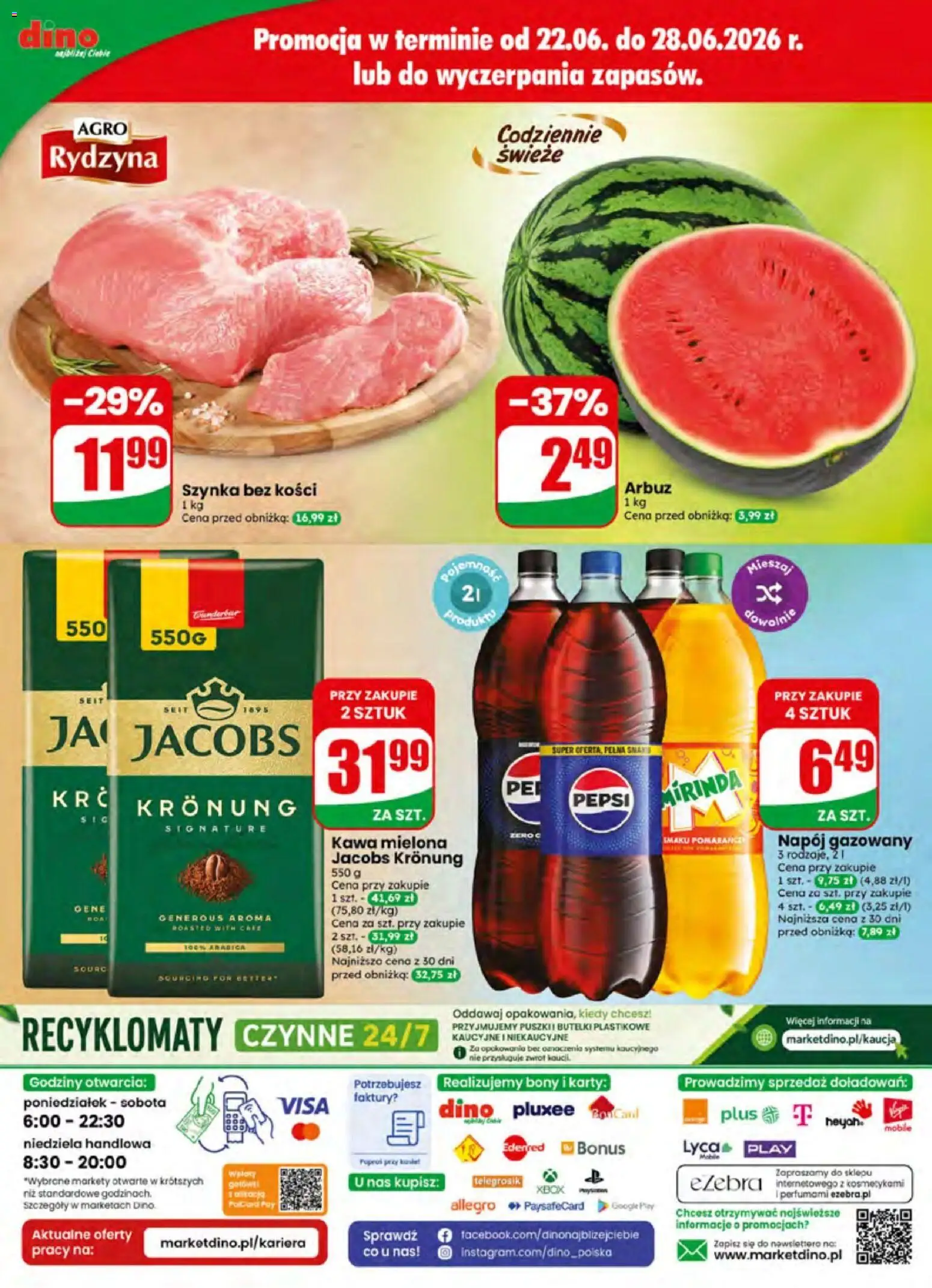 Dino gazetka od 24.06.2026 | Strona: 79 | Produkty: Arbuz, Xbox, Pepsi, Szynka