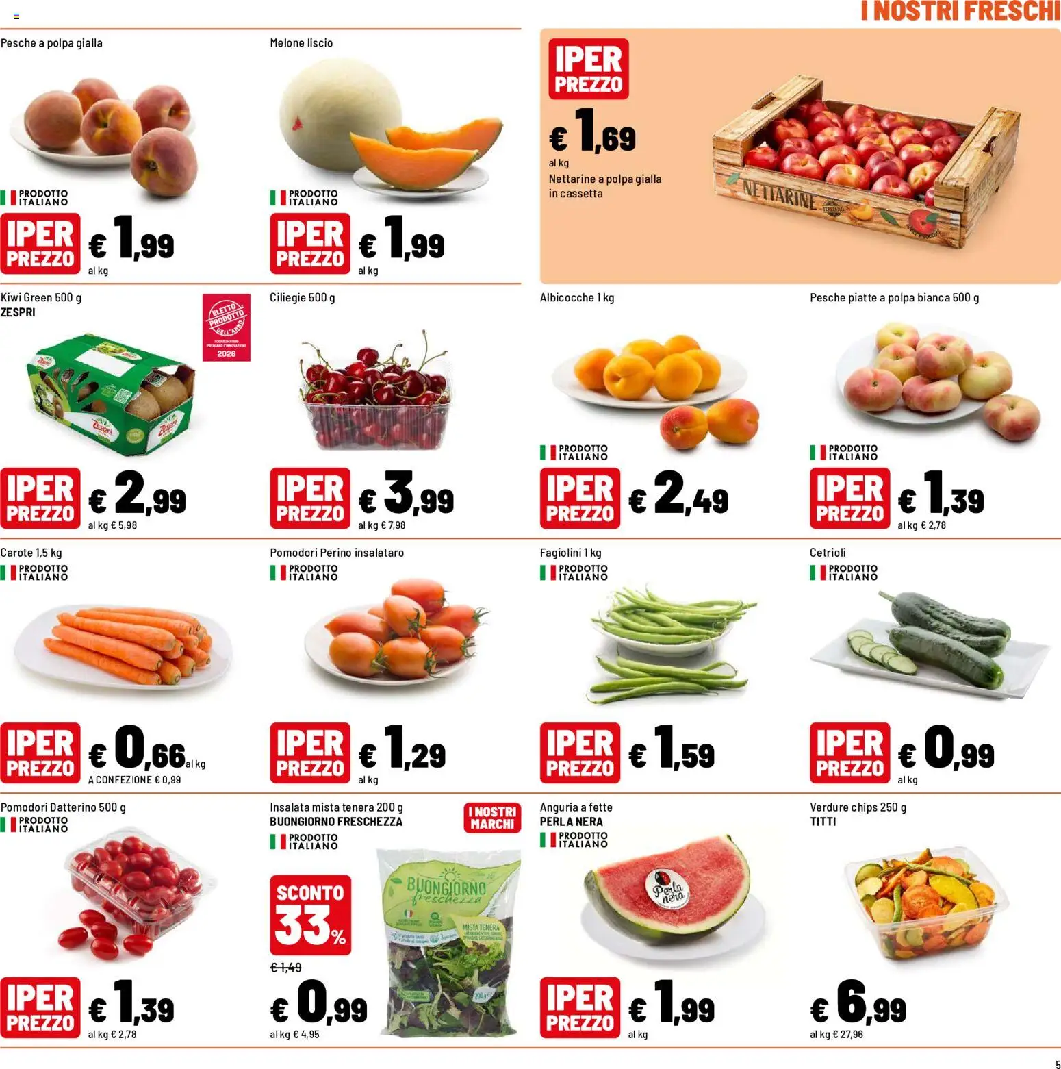 Volantino Iper del 12.06.2026 | Pagina: 5 | Prodotti: Cetrioli, Verdure, Anguria, Albicocche
