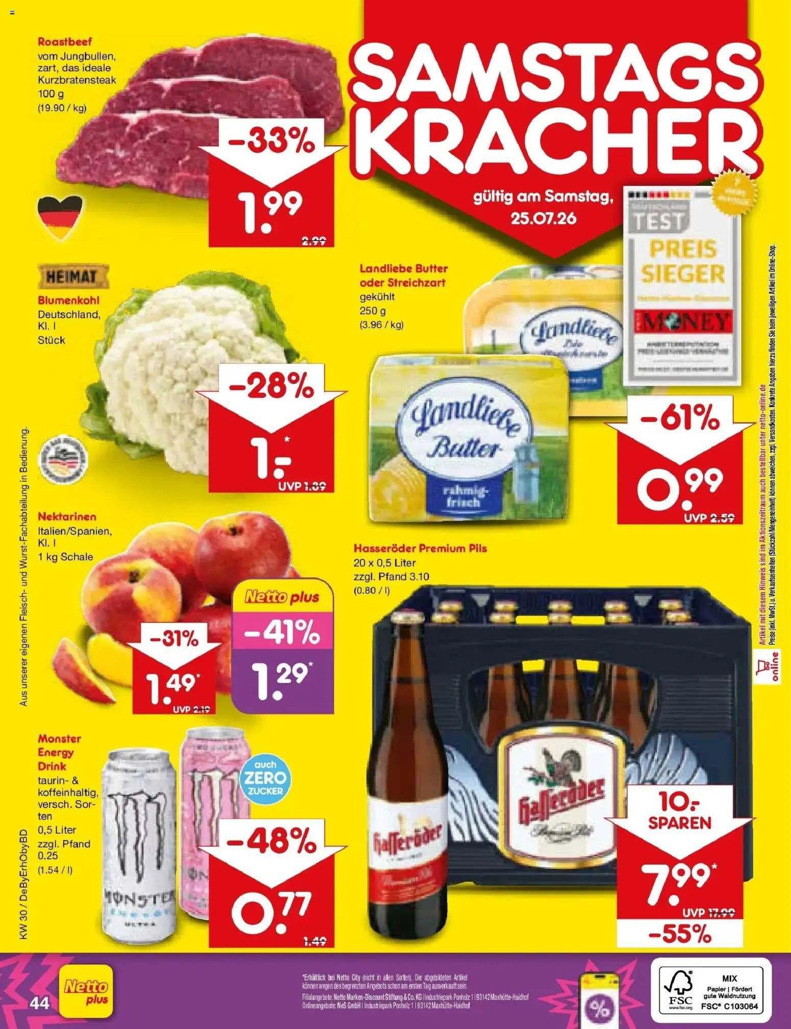 Netto Marken-Discount Prospekt Velden – gültig ab 20.07.2026 | Seite: 68 | Produkte: Energy, Butter, Hasseröder, Fleisch