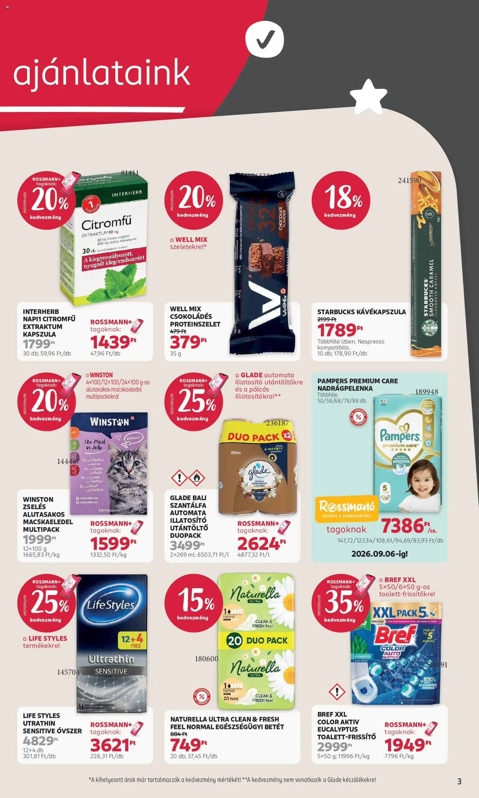 Rossmann akciós ujság - amely érvényes a következő dátumtól: 2026.08.31. | Oldal: 3 | Termékek: Pampers, Utántöltő, Kávékapszula, Pampers Premium Care