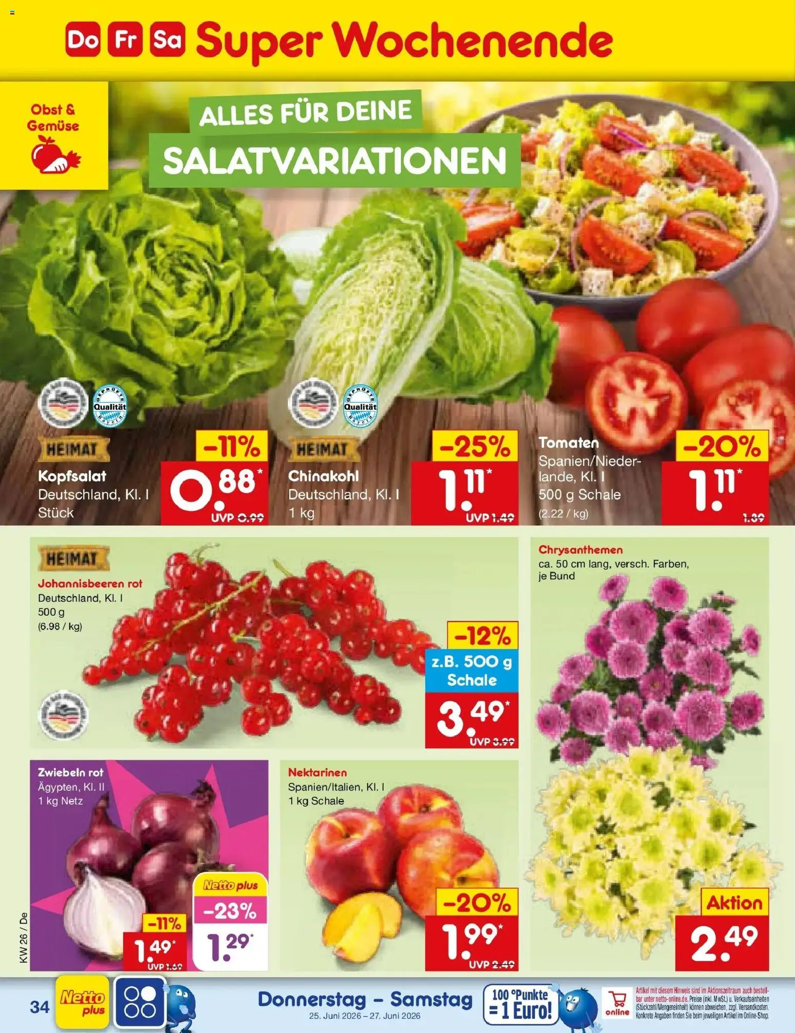 Netto Marken-Discount Prospekt Waiblingen-Bittenfeld – gültig ab 22.06.2026 | Seite: 46 | Produkte: Nektarinen, Zwiebeln, Gemüse, Chinakohl