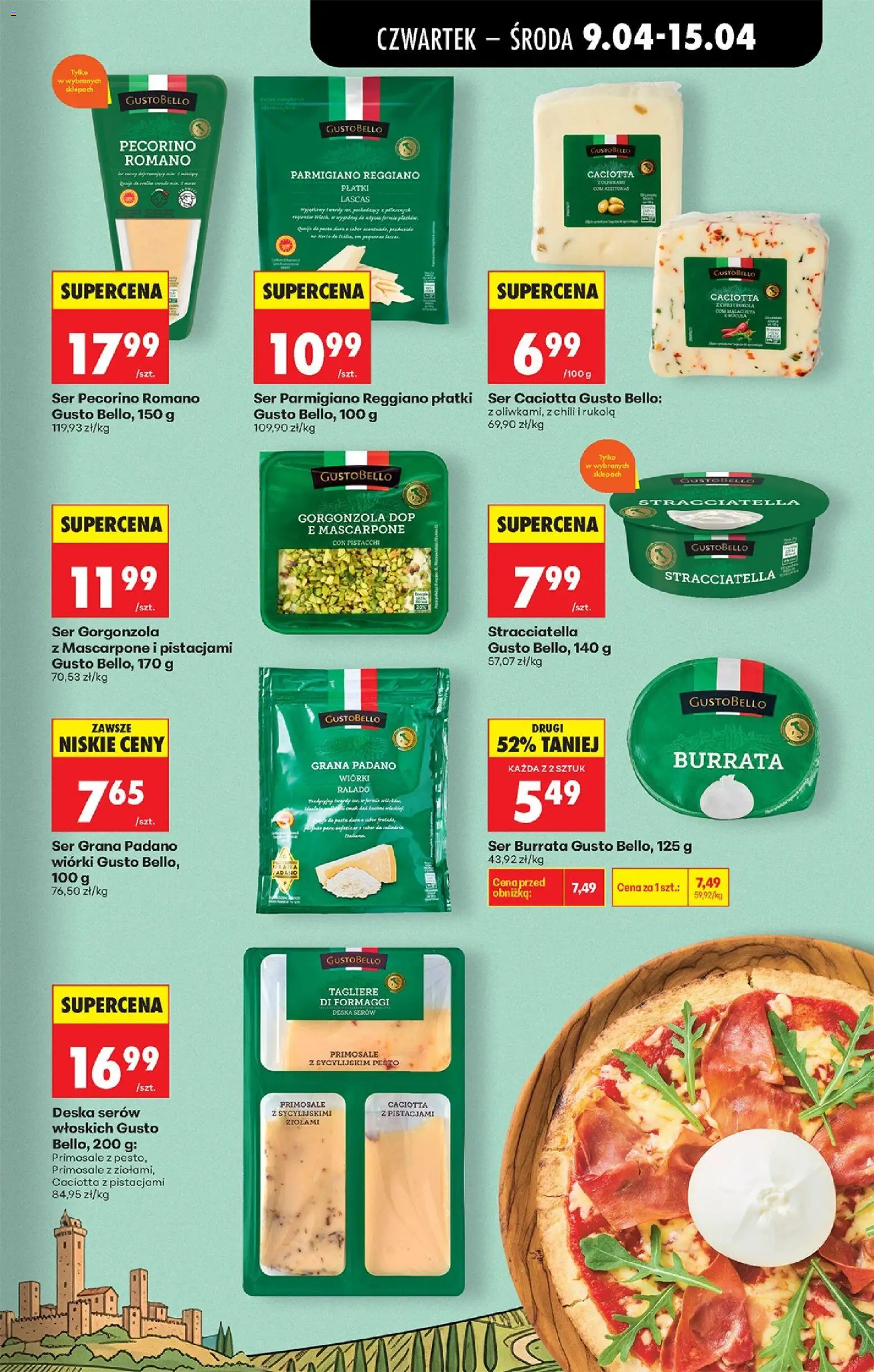 Biedronka gazetka od czwartku od 09.04.2026 | Strona: 49 | Produkty: Ser pecorino romano, Ser dojrzewający, Rukola, Ser grana padano