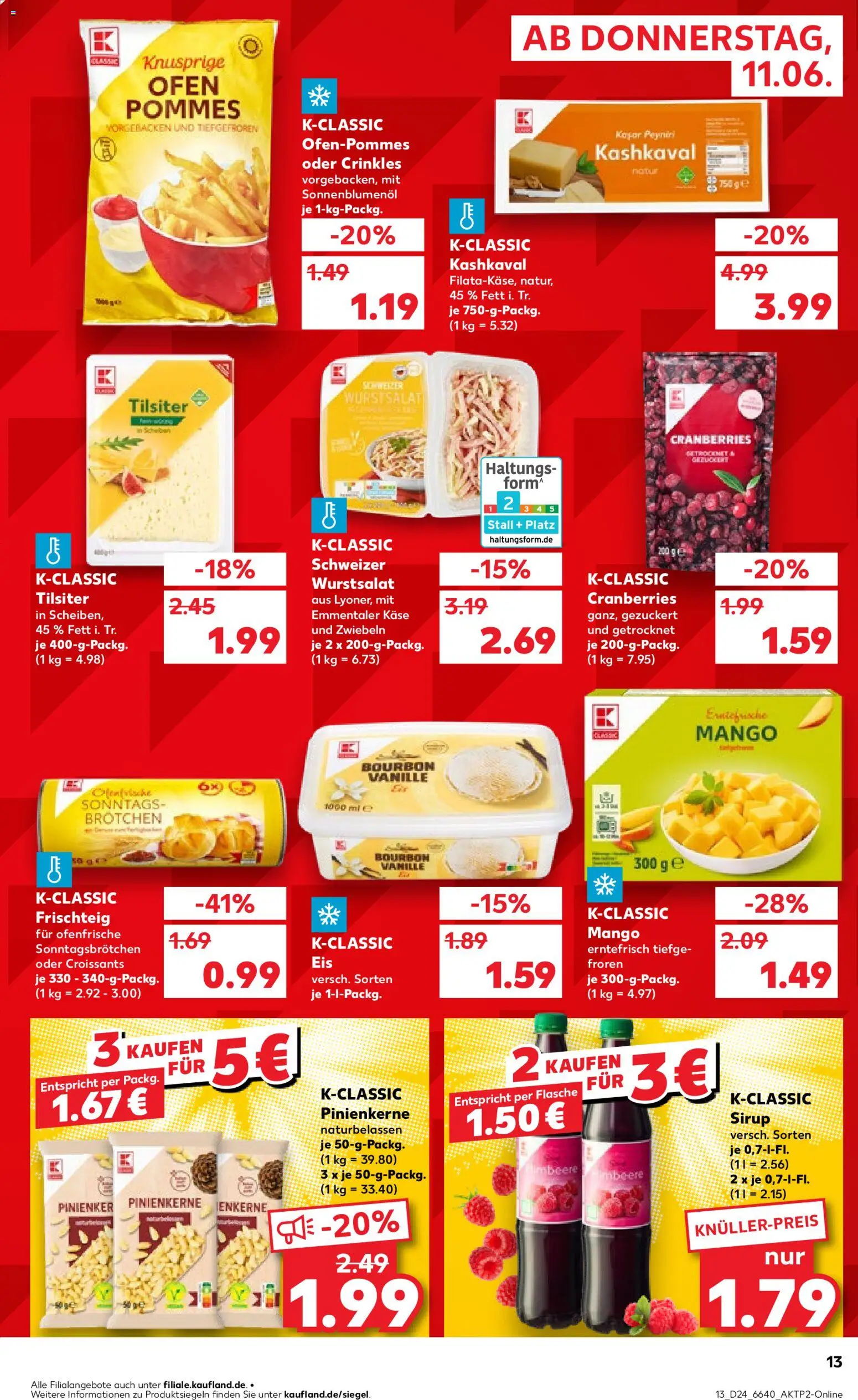 Kaufland Německo leták od 11.06.2026 | Strana: 13 | Produkty: Mango, Bourbon, Sirup, Kaše