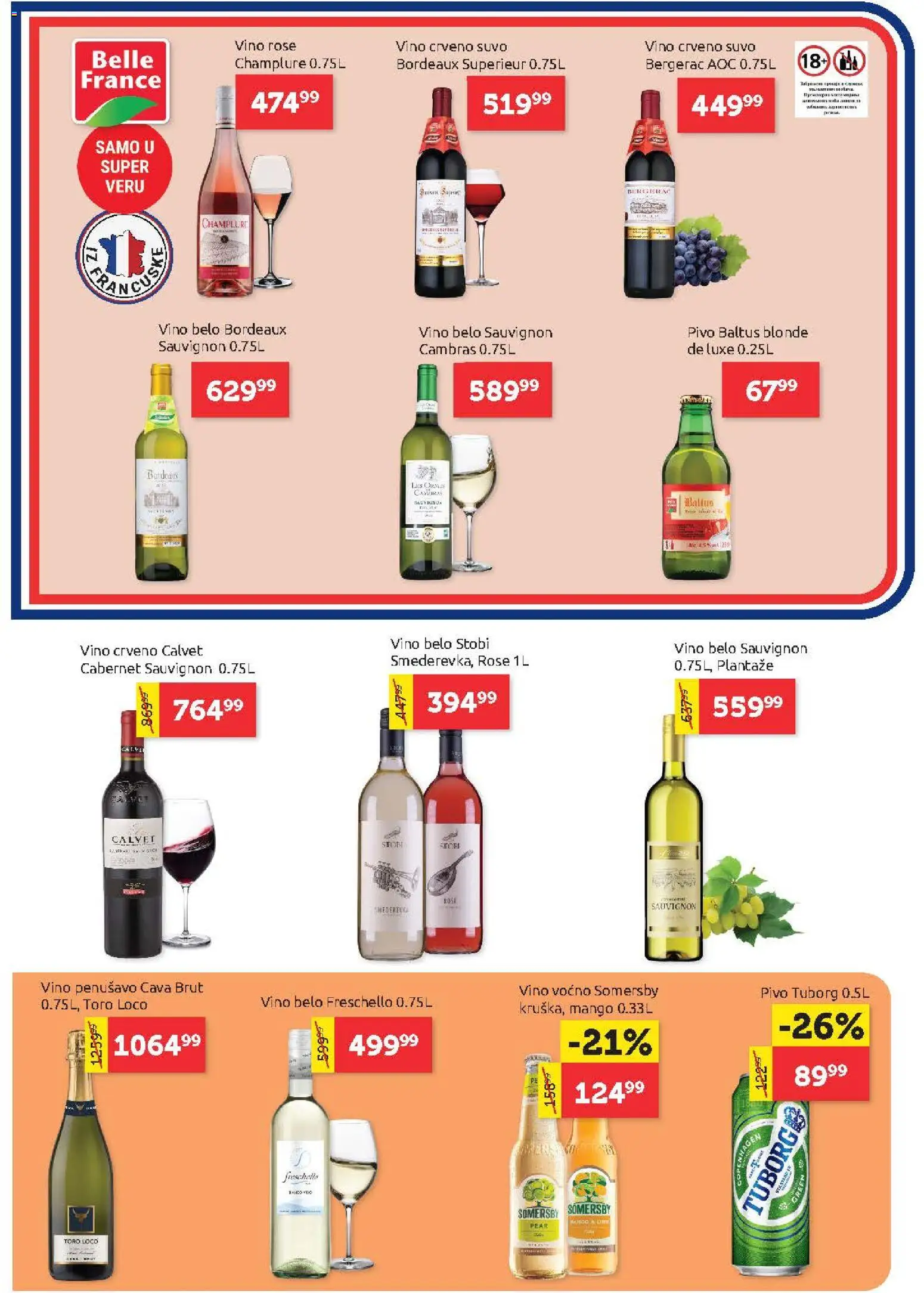 SuperVERO katalog - važi od 06.08.2026 | Strana: 18 | Proizvode: Tuborg, Somersby, Vino, Pivo