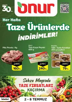 02 Temmuz 2026 tarihinden itibaren geçerli olan Onur Market kataloğu önizlemesi