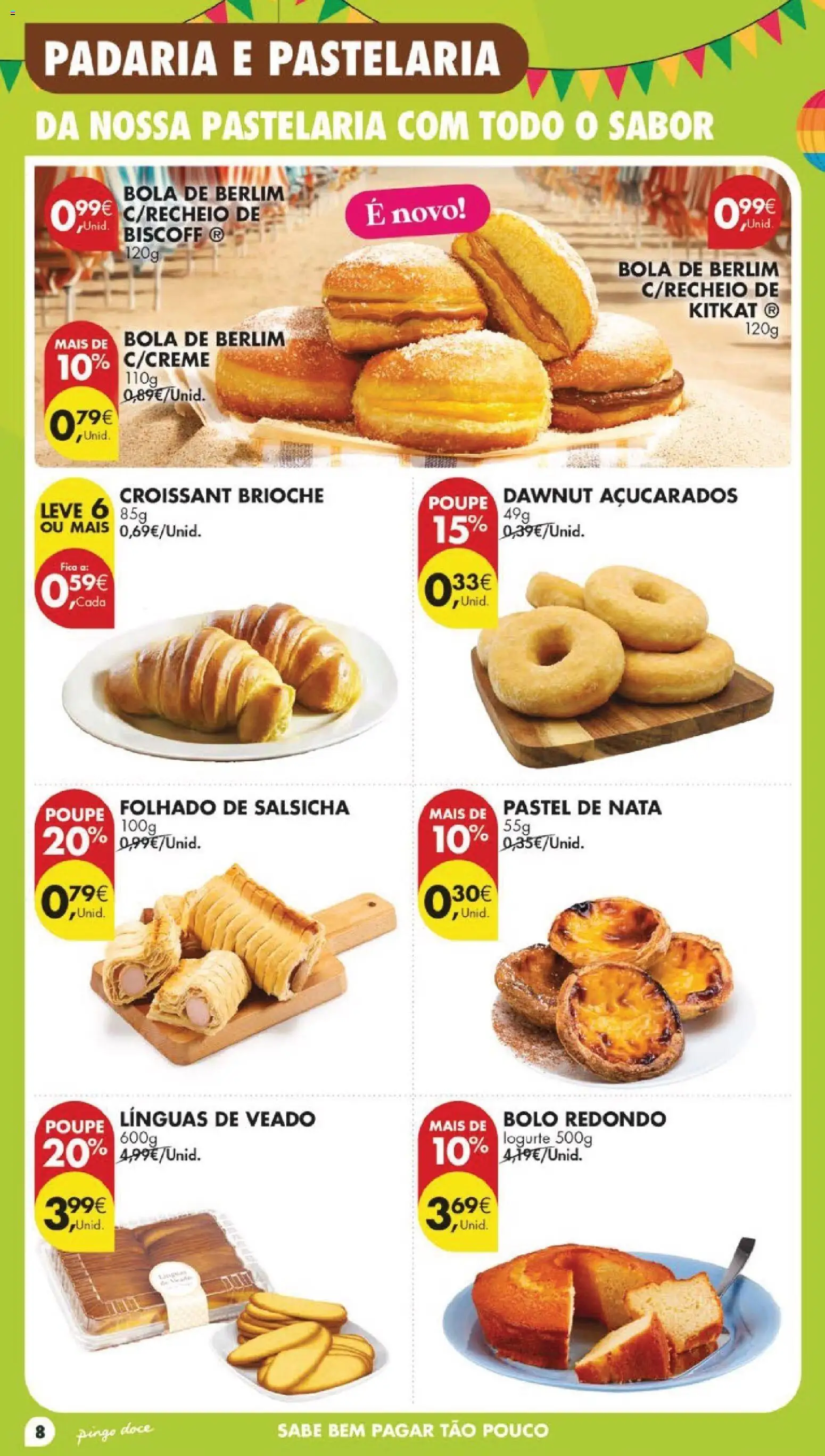 Pingo Doce folheto │ válido de 23/06/2026 | Página: 12 | Produtos: Padaria, Bolo, Salsicha, Nata