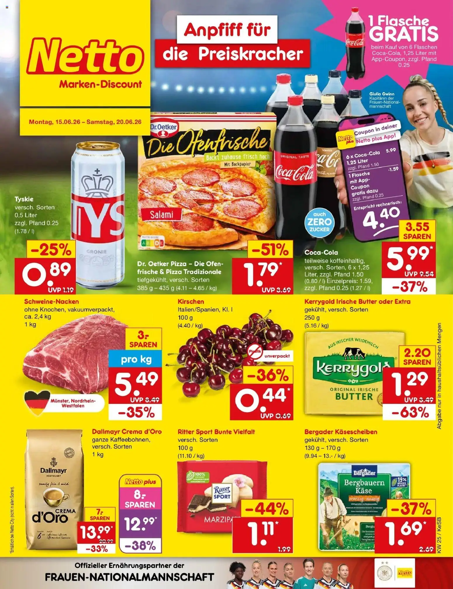 Netto Marken-Discount Prospekt Kruft – gültig ab 15.06.2026 | Seite: 1 | Produkte: Ofen, Tyskie, Käse, Pizza
